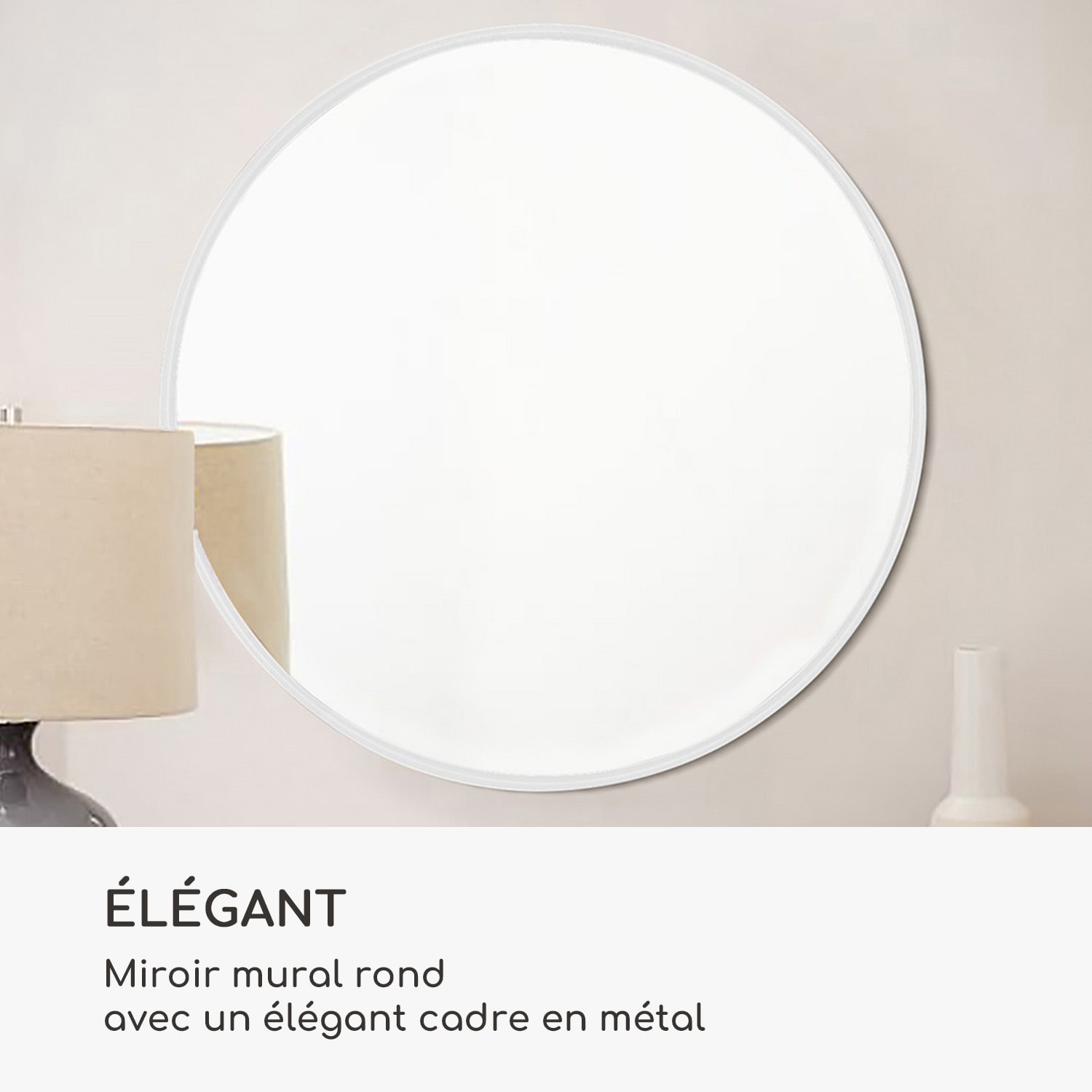 Miroir mural Fournier cadre métallique rond 58,8 x 58,8 cm  Blanc