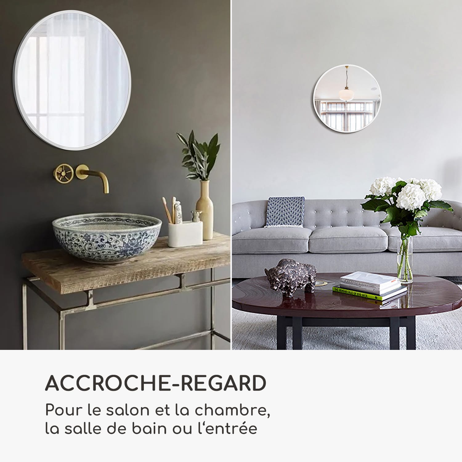 Fournier wandspiegel metalen lijst rond 58,8 x 58,8 cm