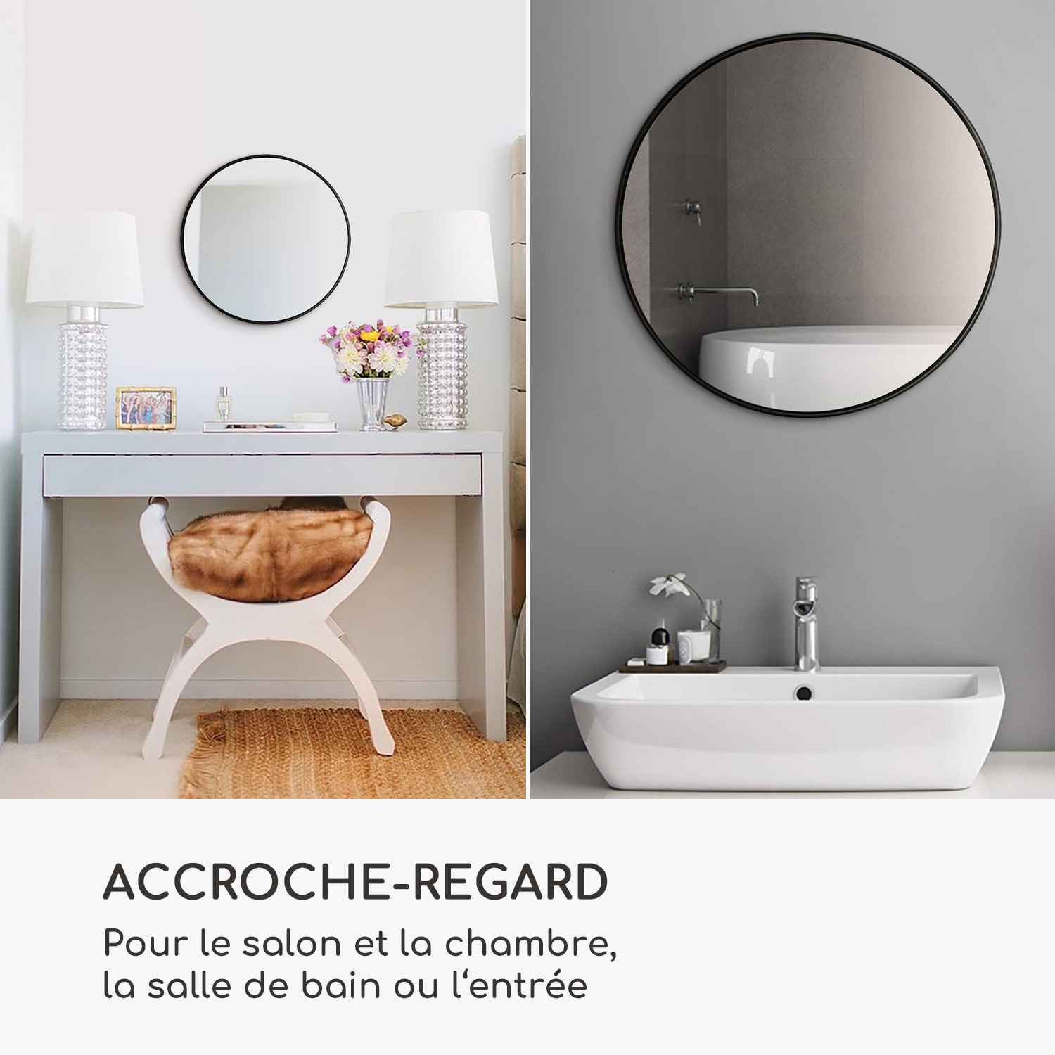Miroir mural Fournier cadre métallique rond de 40 cm