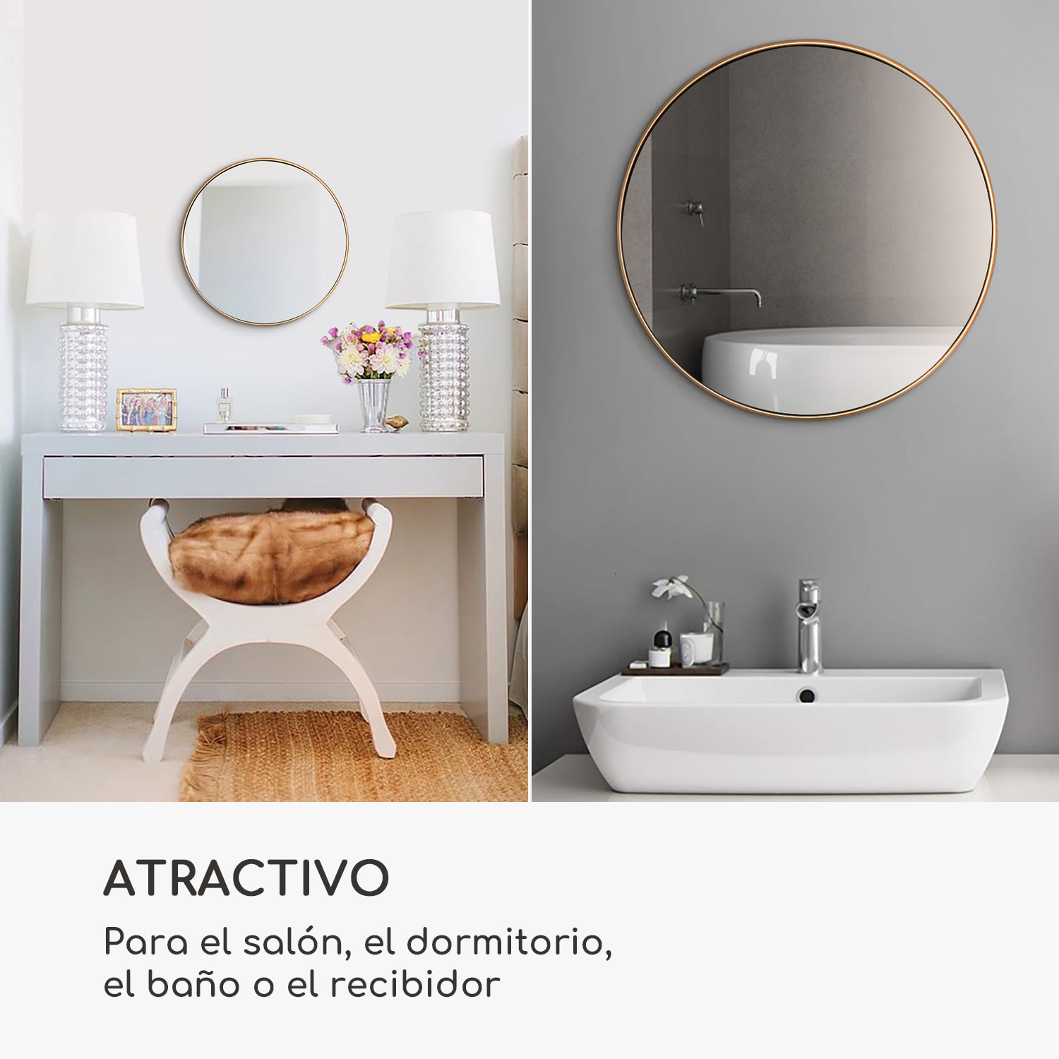 Espejo de pared Fournier Marco metálico Redondo Ø 40 cm  