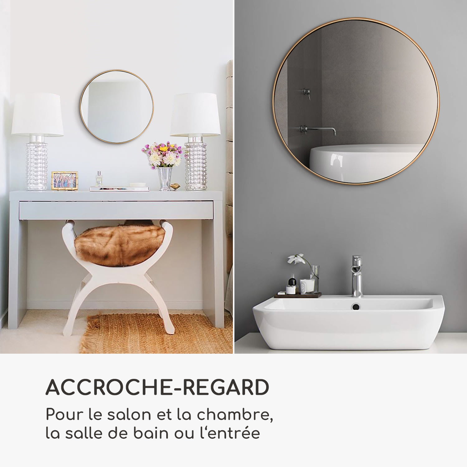 Miroir mural Fournier cadre métallique rond de 40 cm  