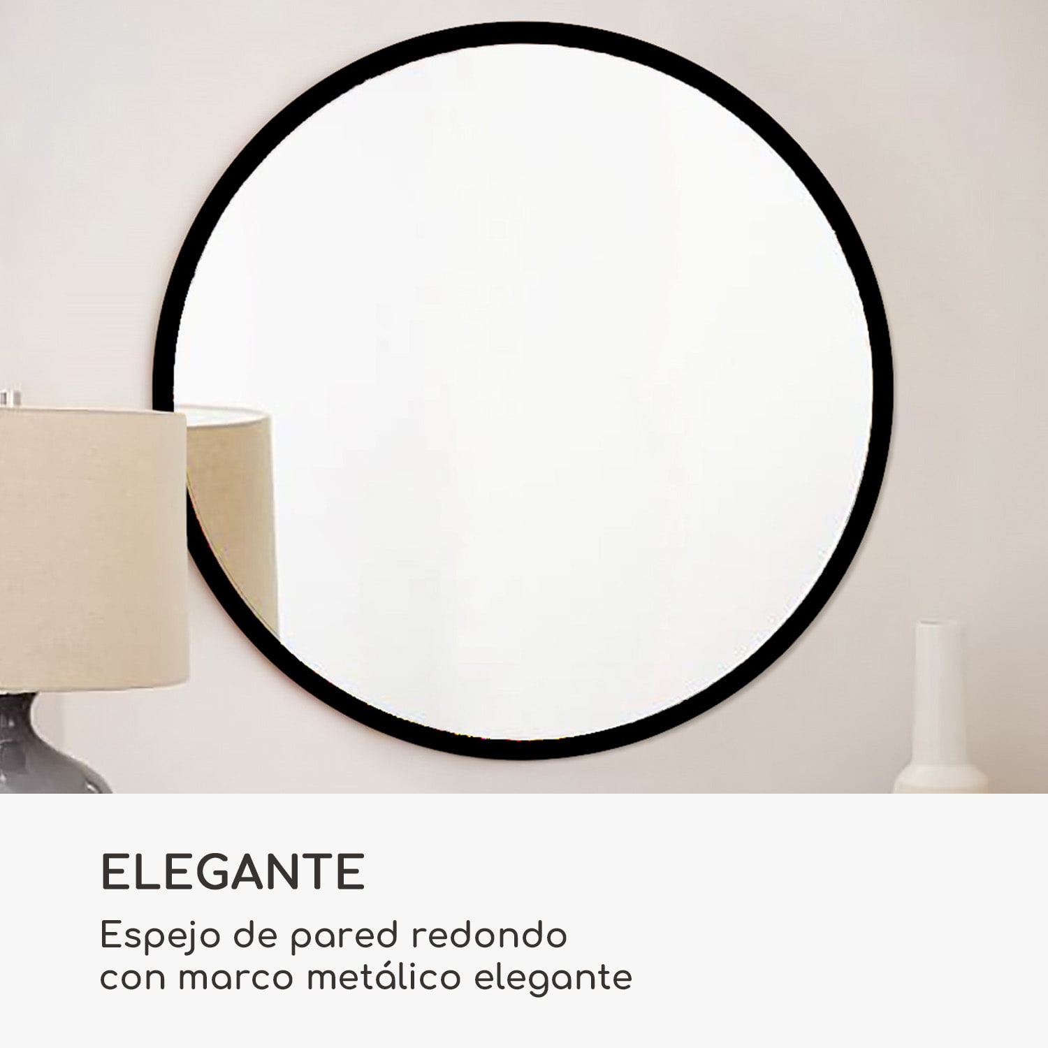 Espejo de pared Fournier Marco metálico Redondo Ø 80 cm Negro