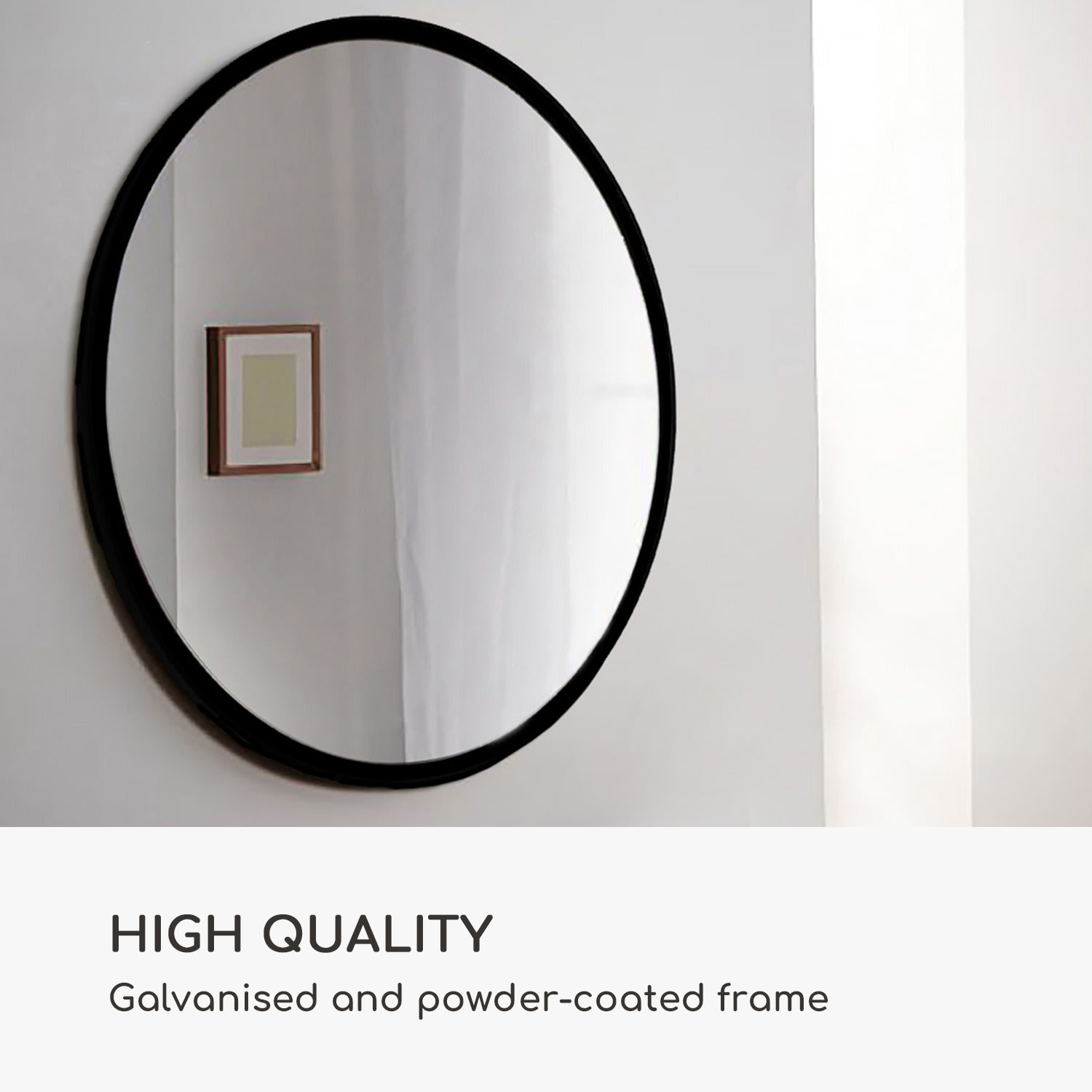 Fournier Nástenné zrkadlo s kovovým rámom okrúhle Ø 80 cm  Čierna