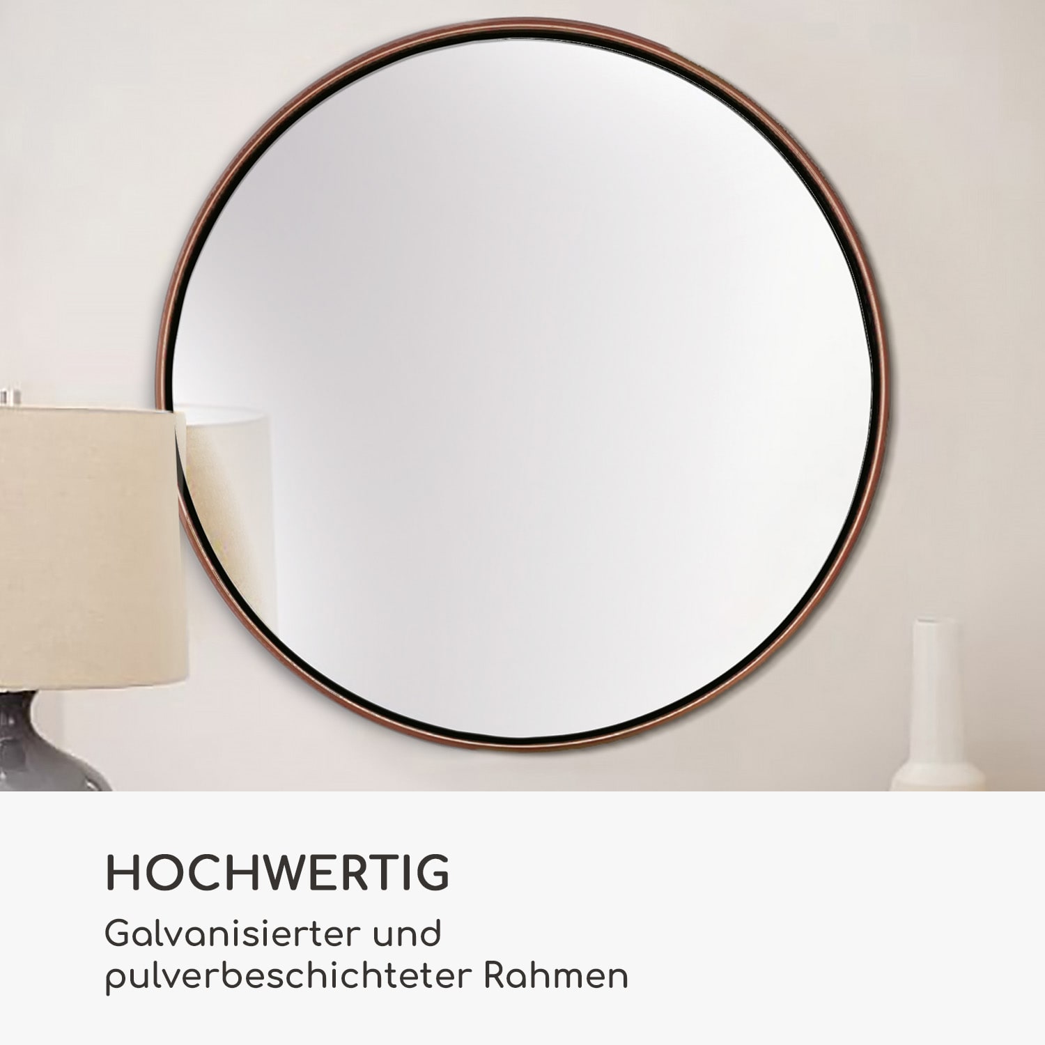 Fournier Wandspiegel Metallrahmen rund Ø 80 cm Roségold