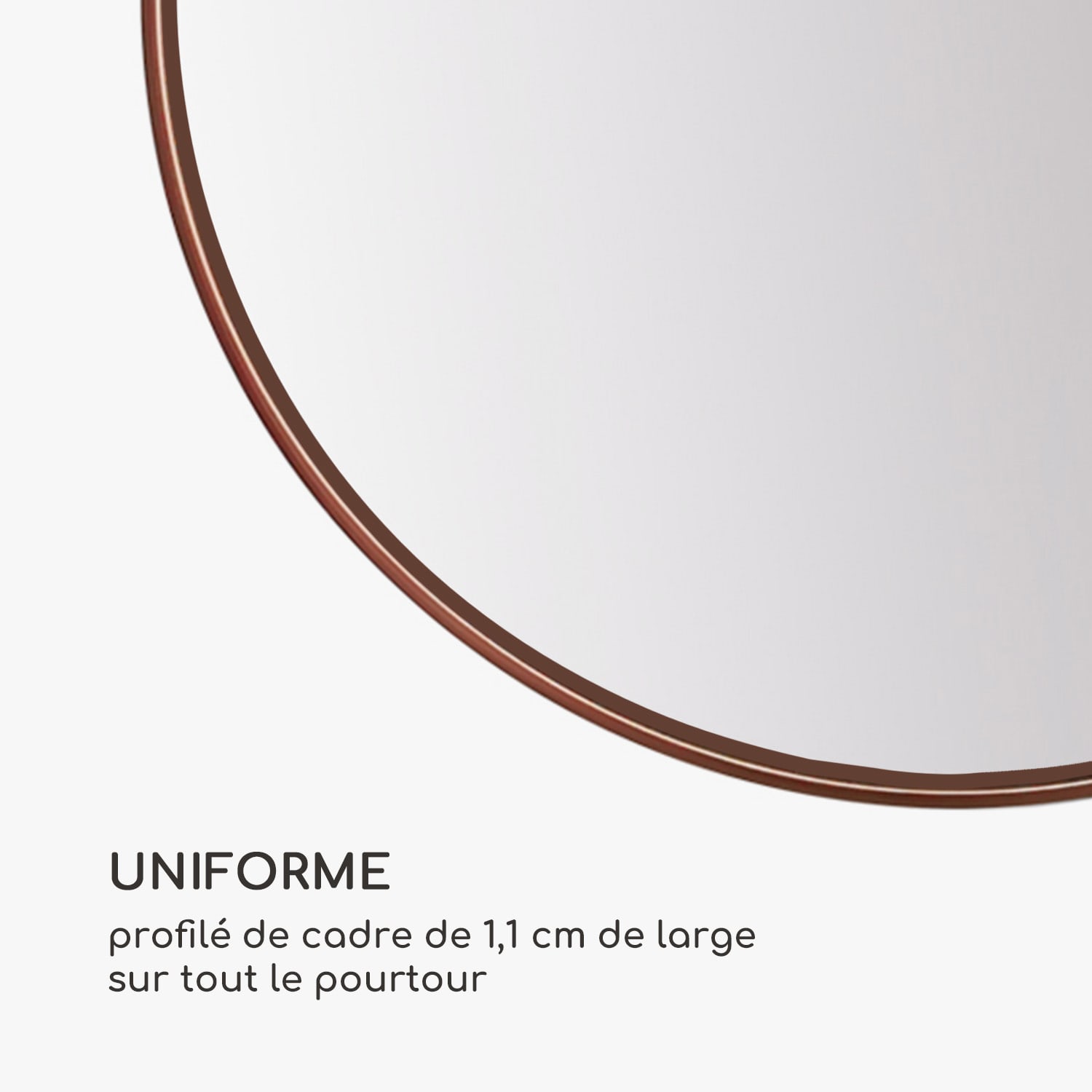 Fournier wandspiegel metalen lijst rond Ø 80 cm  Roségoud