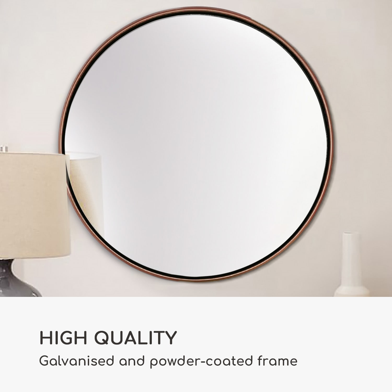 Fournier Стенно огледало с метална рамка кръгло Ø 80 см  Розово Злато