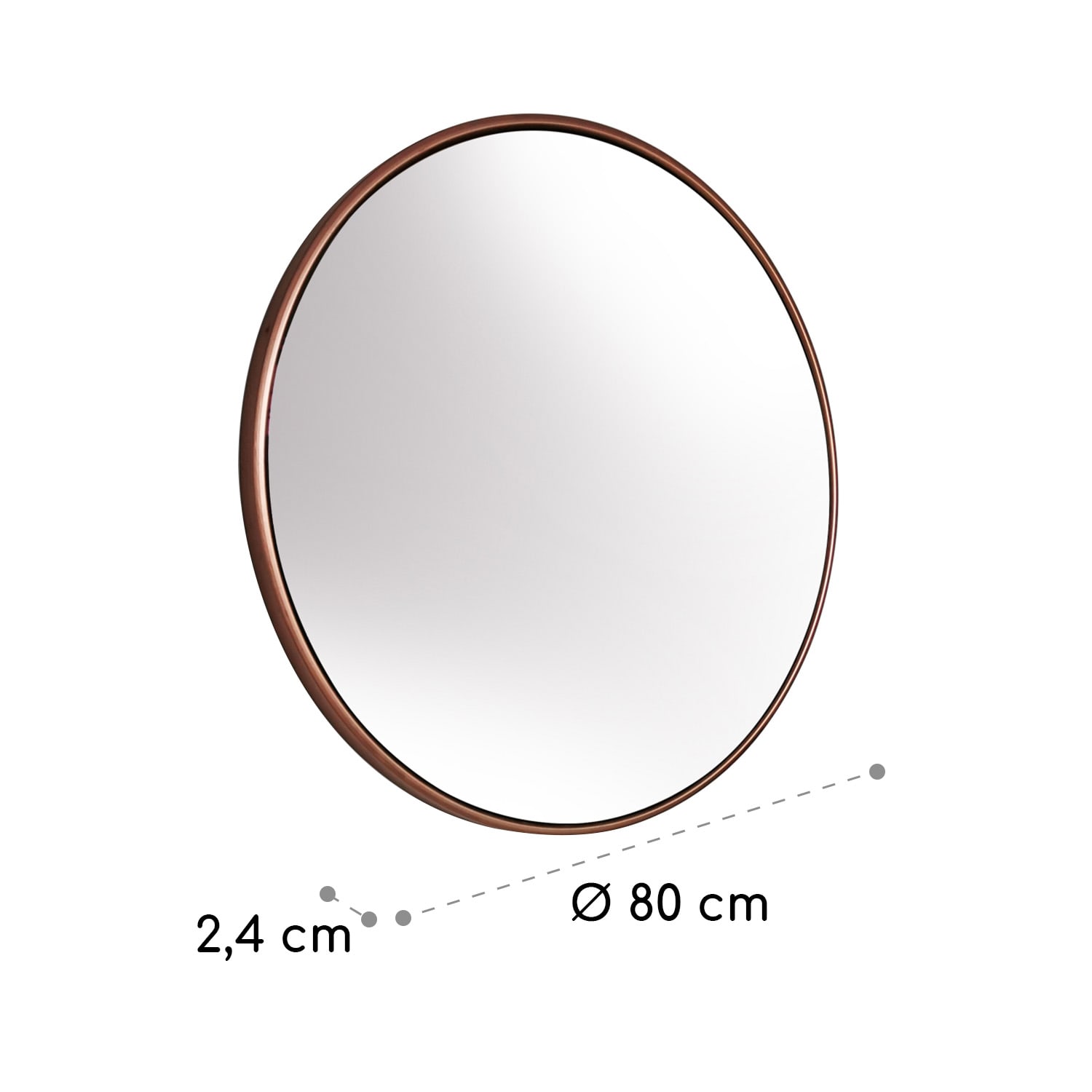 Fournier Стенно огледало с метална рамка кръгло Ø 80 см  Розово Злато