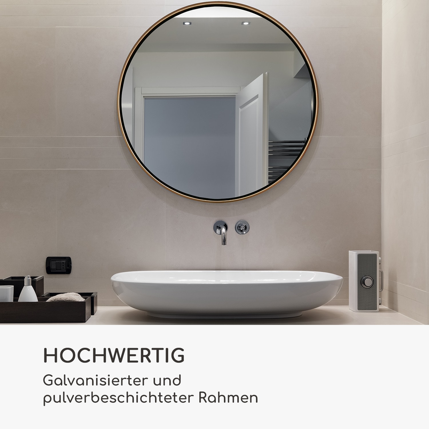 Fournier Wandspiegel Metallrahmen rund Ø 80 cm Gold