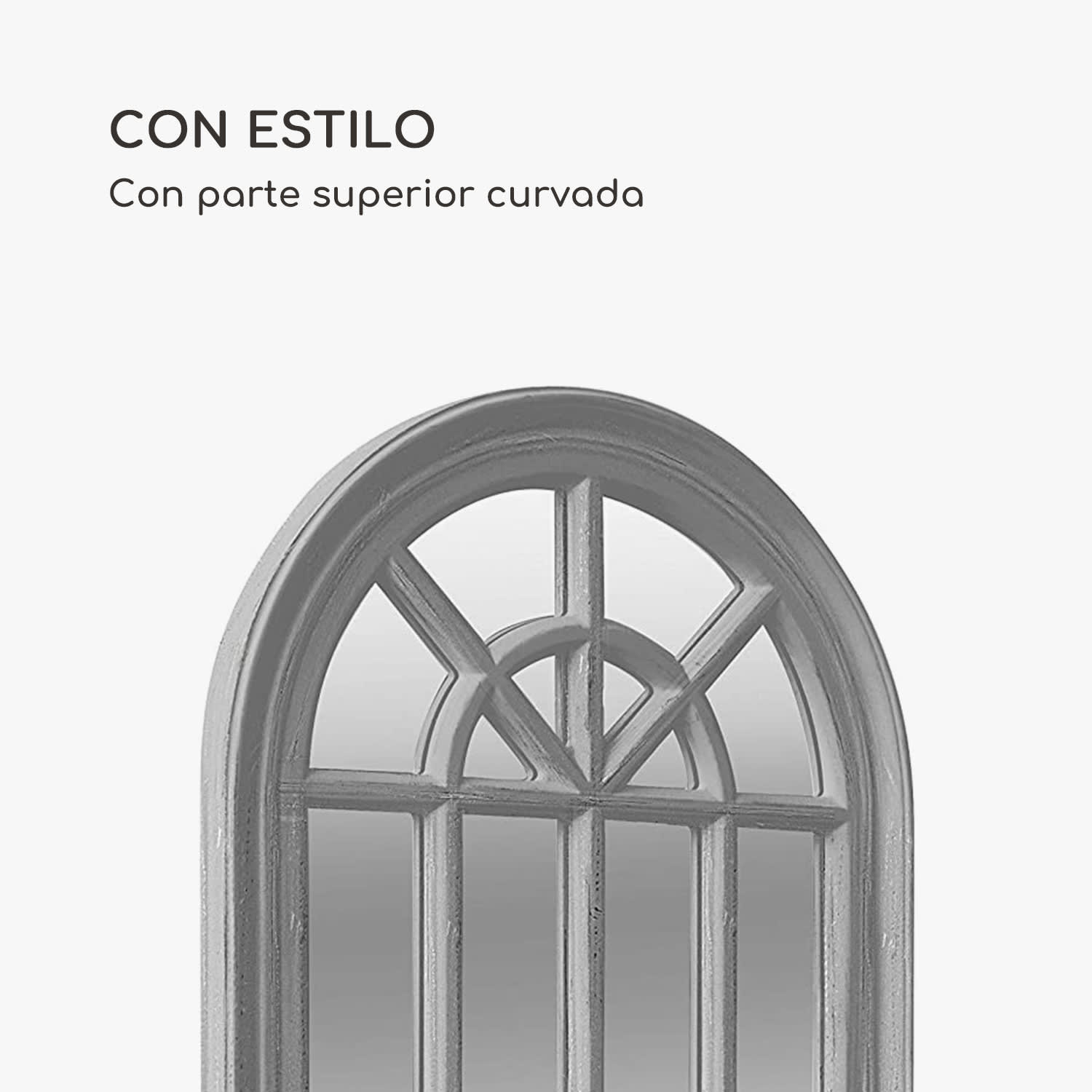 Espejo de ventana francesa Savile Marco de madera 86 x 46 cm  Gris