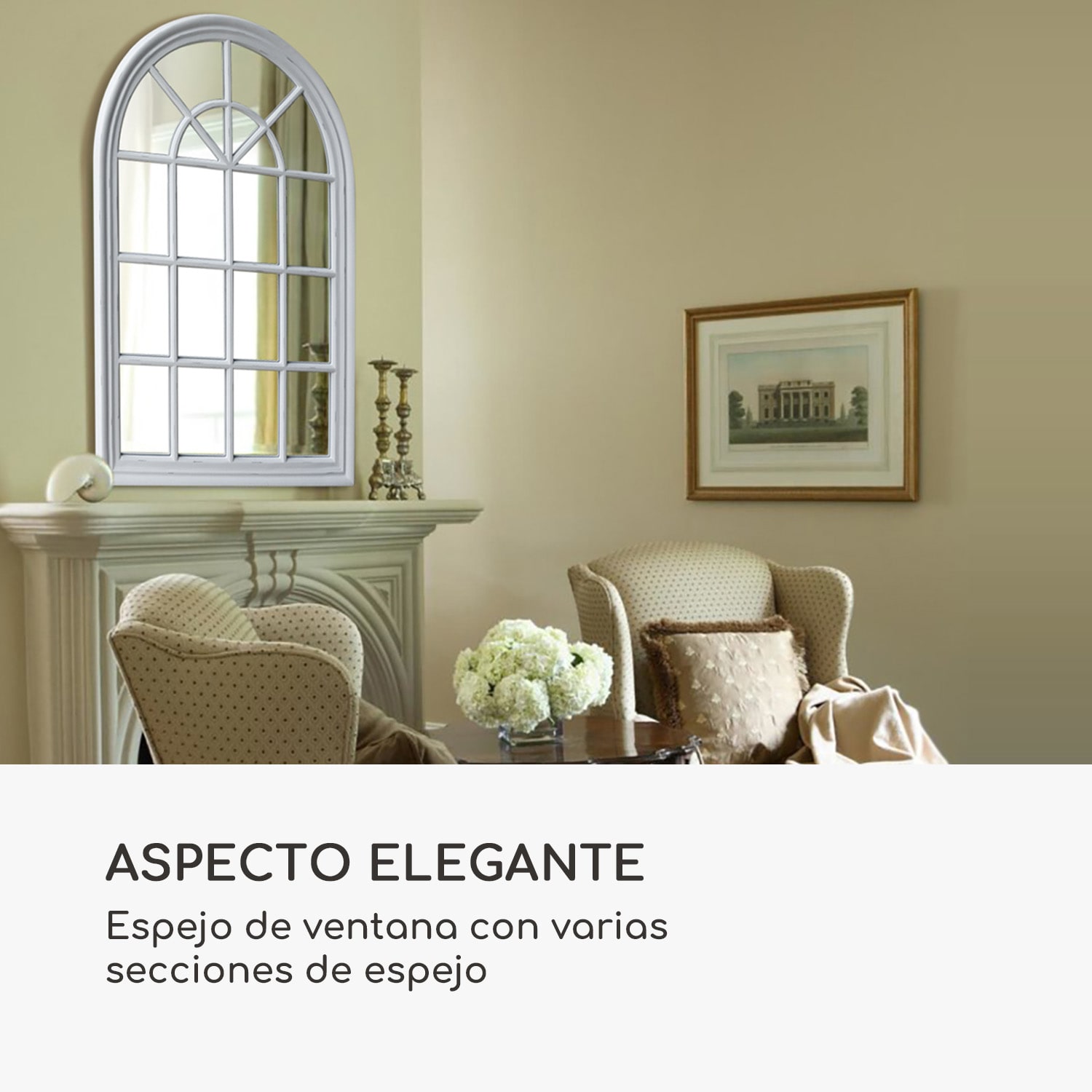 Espejo de ventana francesa Savile Marco de madera 120 x 80 cm  