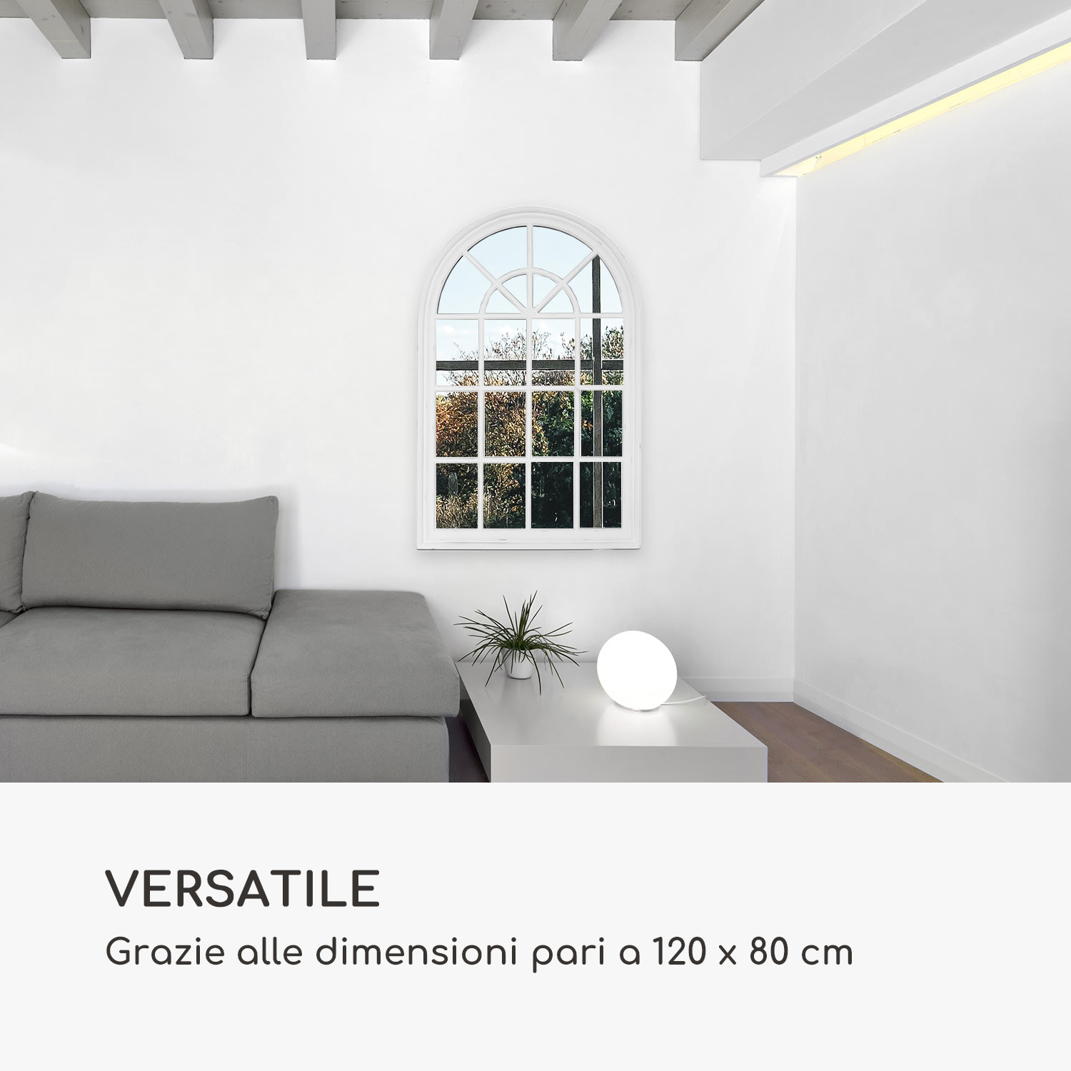 Savile specchio finestra francese, cornice di legno, 120 x 80 cm  