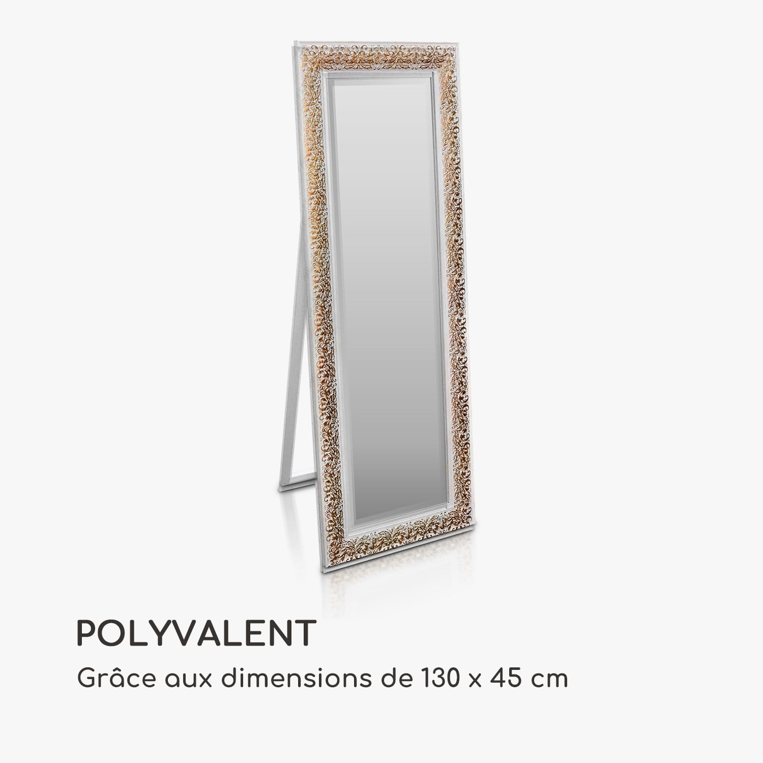 Greenford miroir cadre bois rectangulaire 130 x 45 cm vintage  Doré