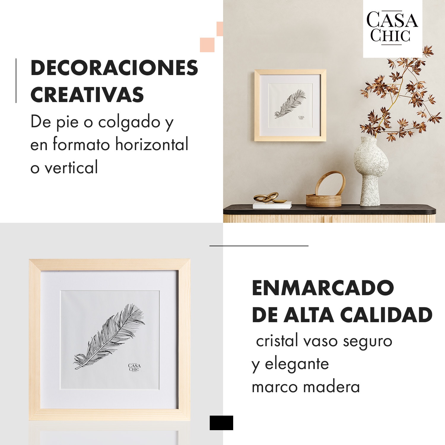 Marco de fotos York Cuadrado 25 x 25 cm Fotos Paspartú Cristal 