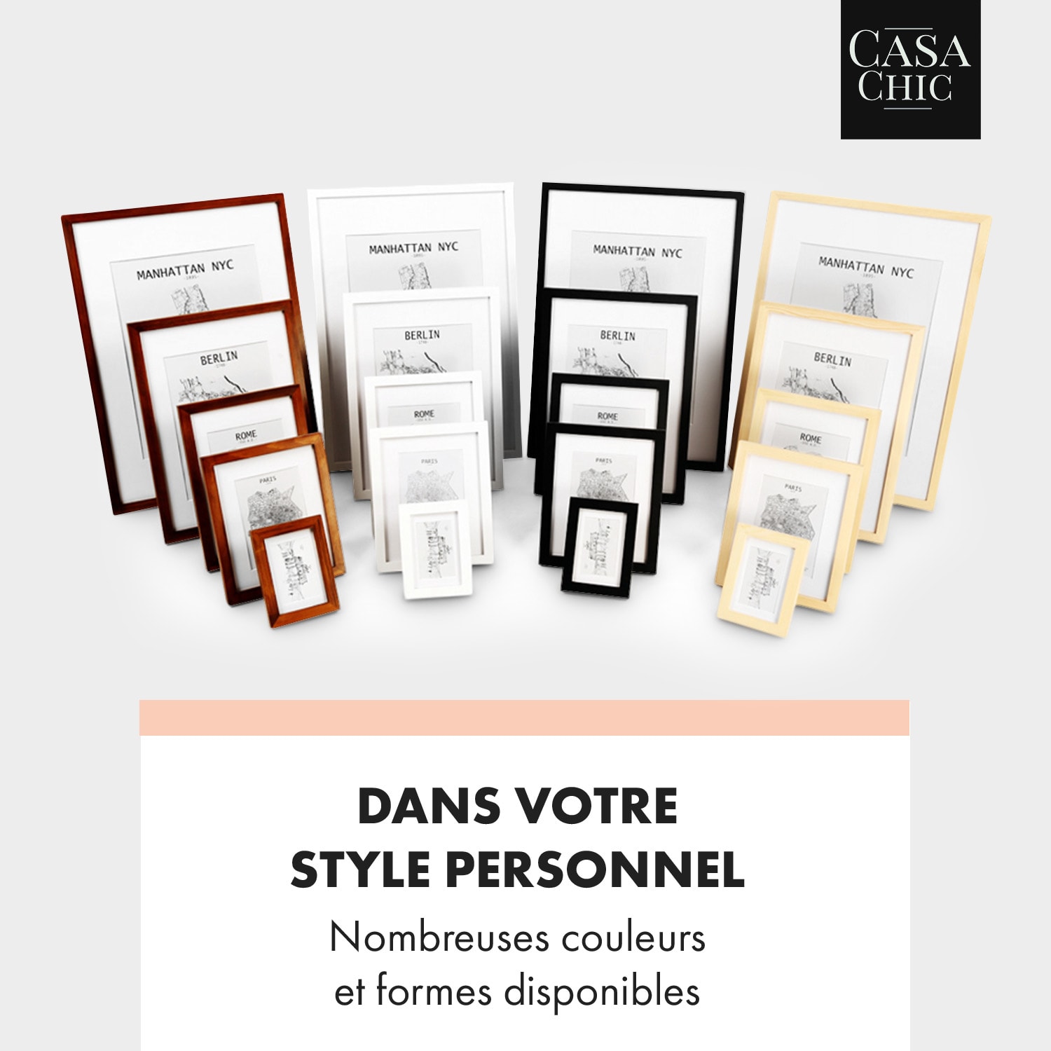 York fotolijst vierkant 25 x 25 cm foto's passe-partout glas 