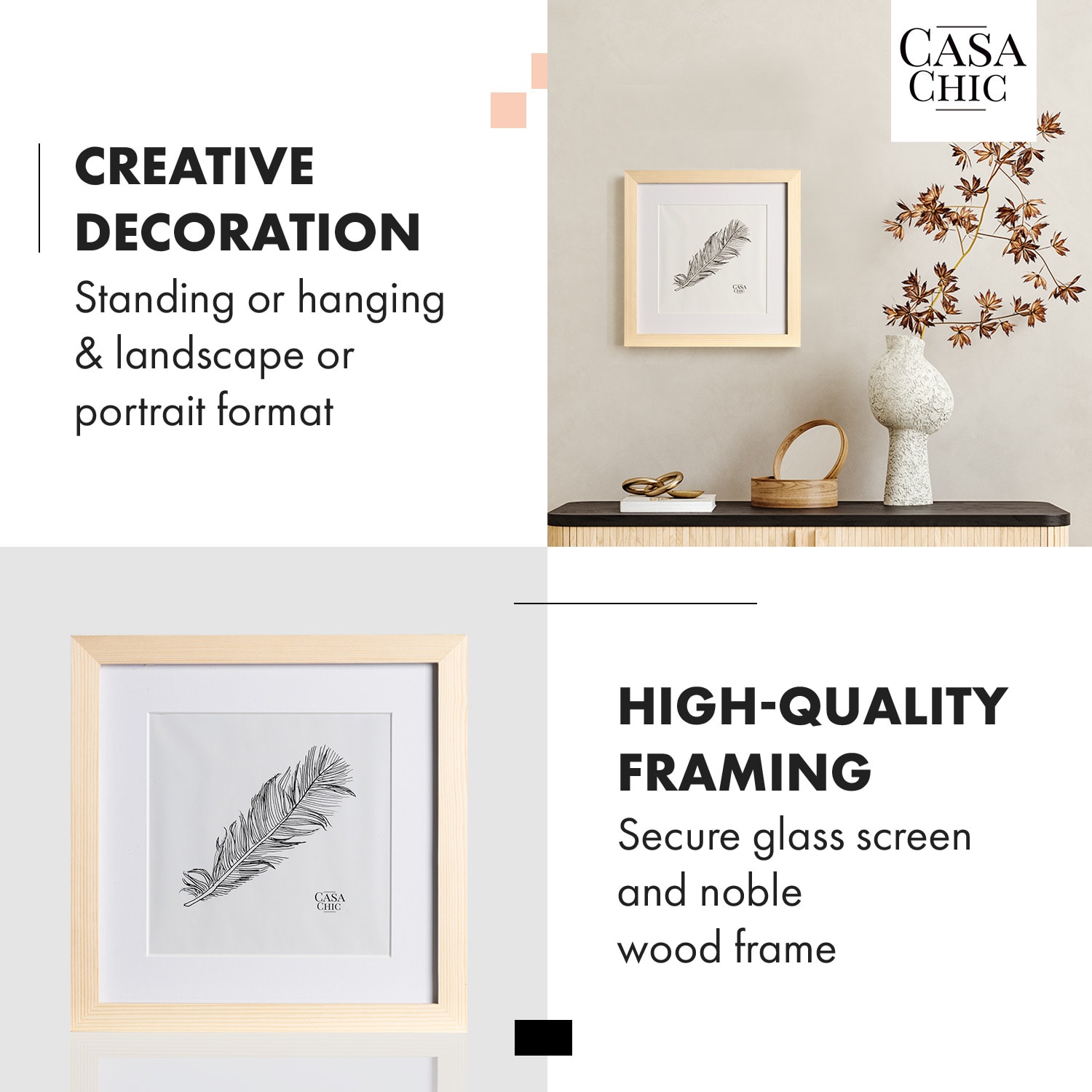 York fotolijst vierkant 25 x 25 cm foto's passe-partout glas Den