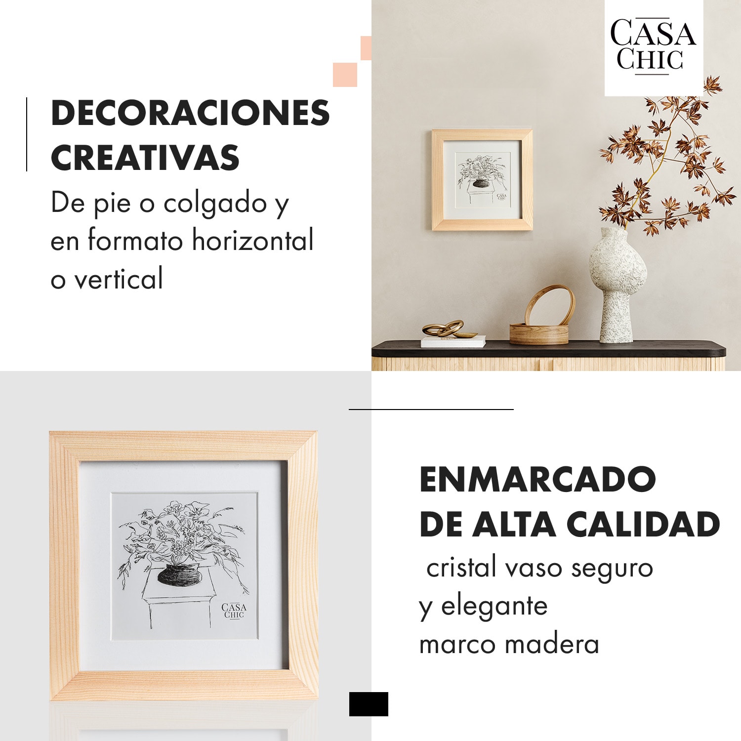 Marco de fotos York Cuadrado 15 x 15 cm Fotos Paspartú Cristal 