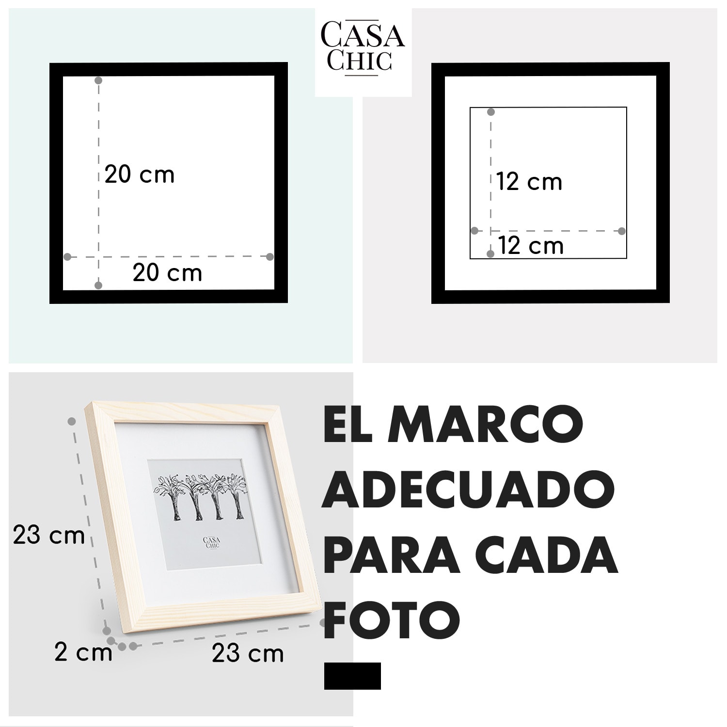 Marco de fotos York Cuadrado 20 x 20 cm Fotos Paspartú Cristal 