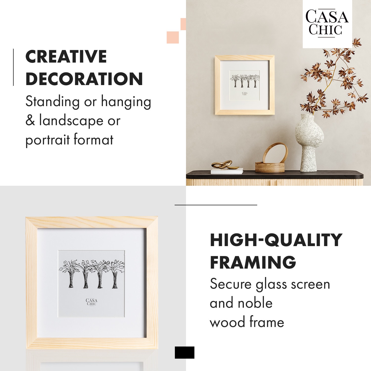 York, obrazový rám, štvorcový, 20 × 20 cm fotky, pasparta, sklo 