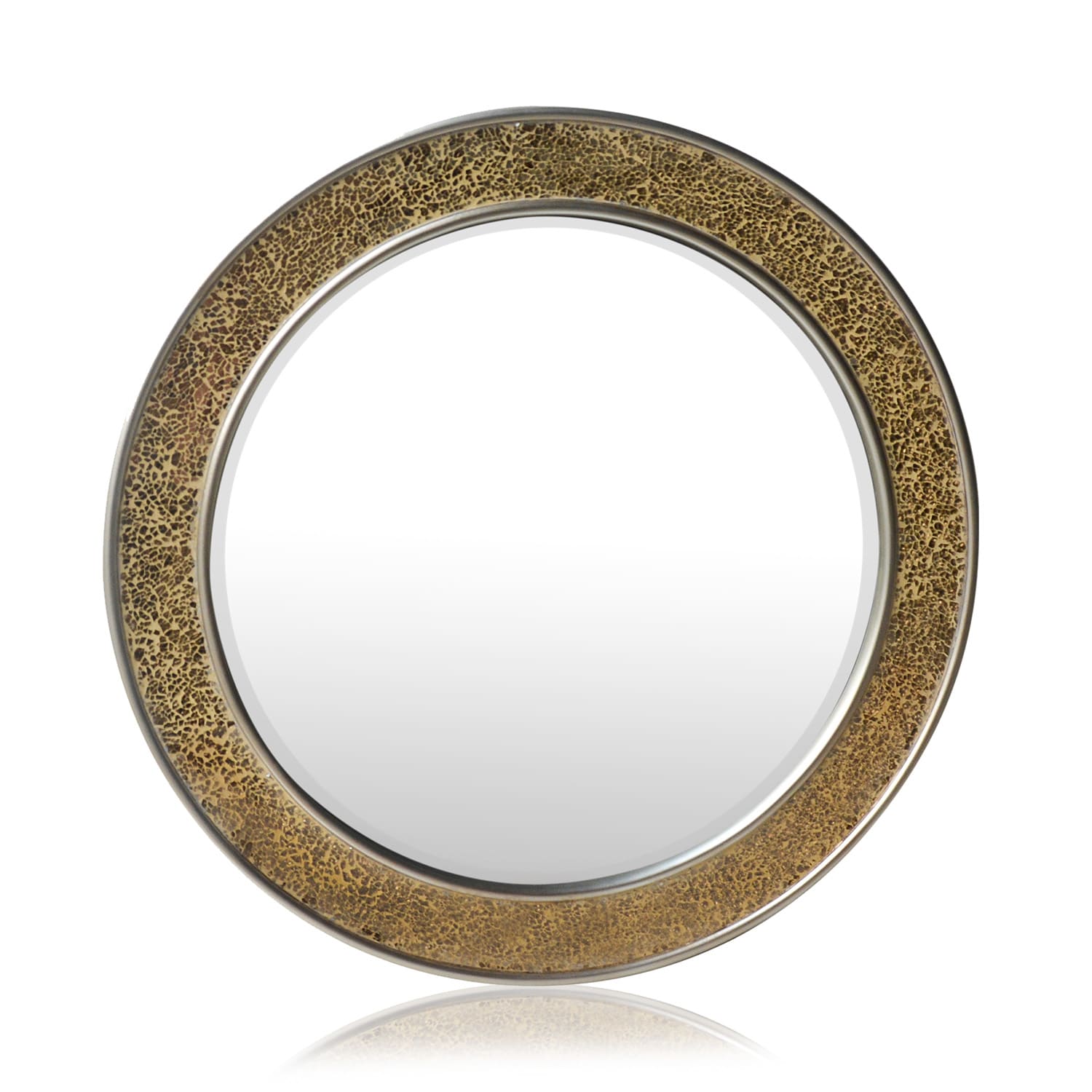 Cheyne Wandspiegel Holzrahmen rund Ø 60 cm Mosaik-Design Gold