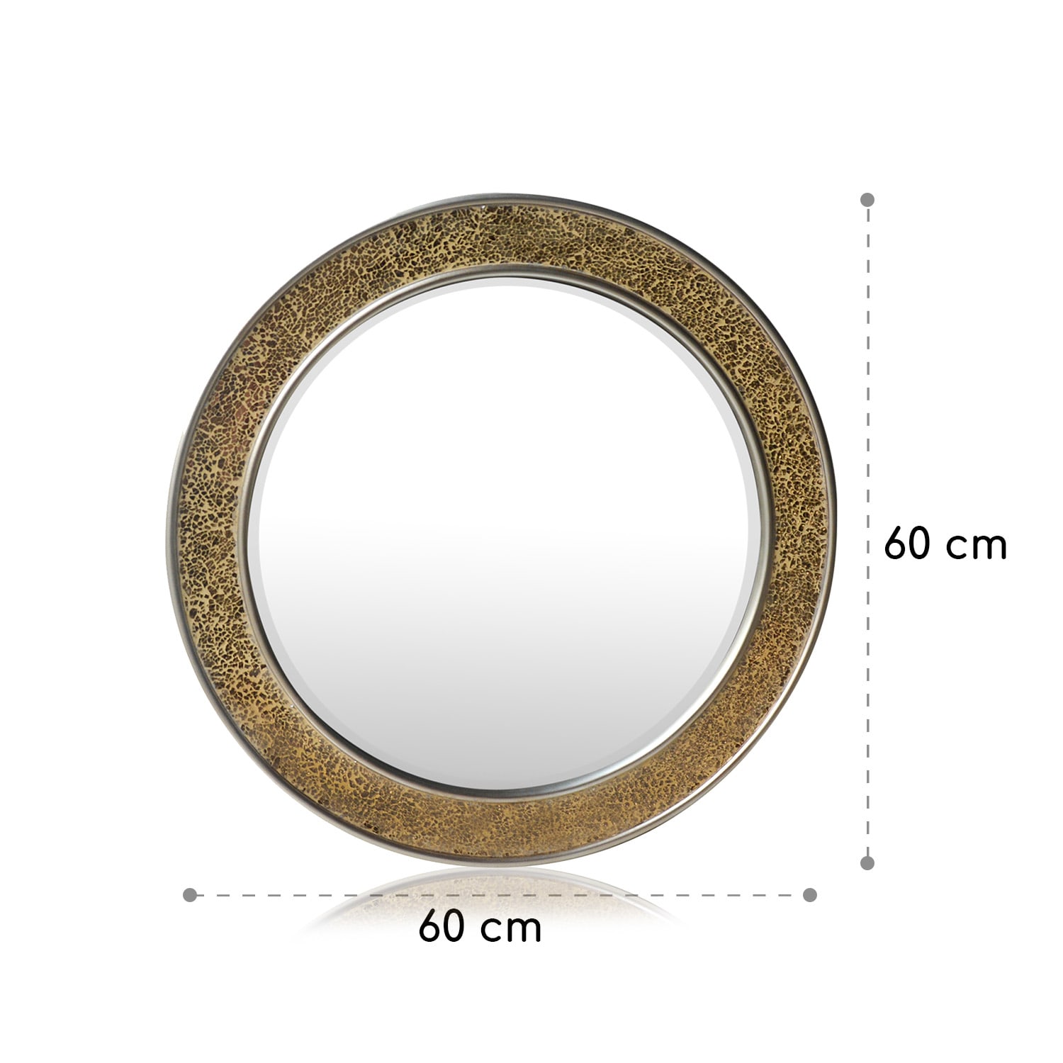 Cheyne Wandspiegel Holzrahmen rund Ø 60 cm Mosaik-Design Gold