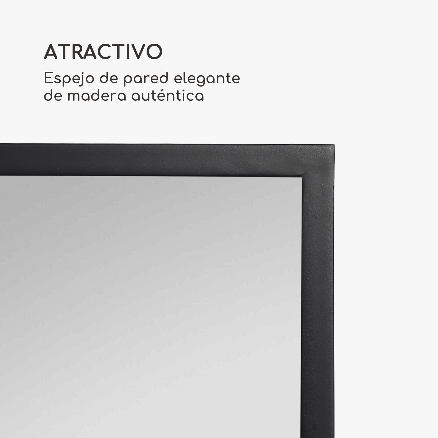 Espejo de pared Luton Madera auténtica Rectangular 130 x 45 cm  Negro