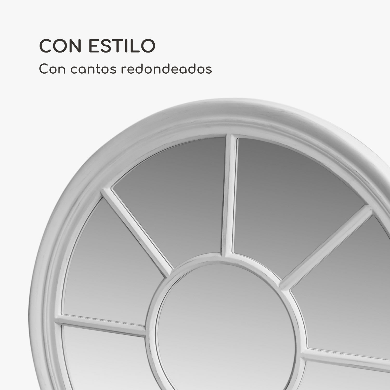 Espejo de pared Leeds Marco de madera auténtica Redondo Ø 90 cm  