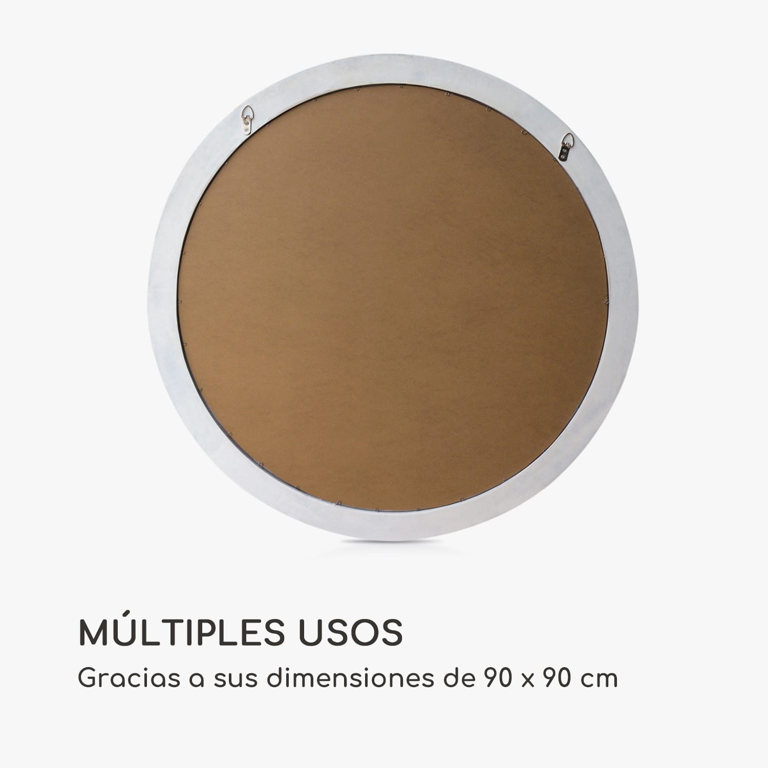 Espejo de pared Leeds Marco de madera auténtica Redondo Ø 90 cm  