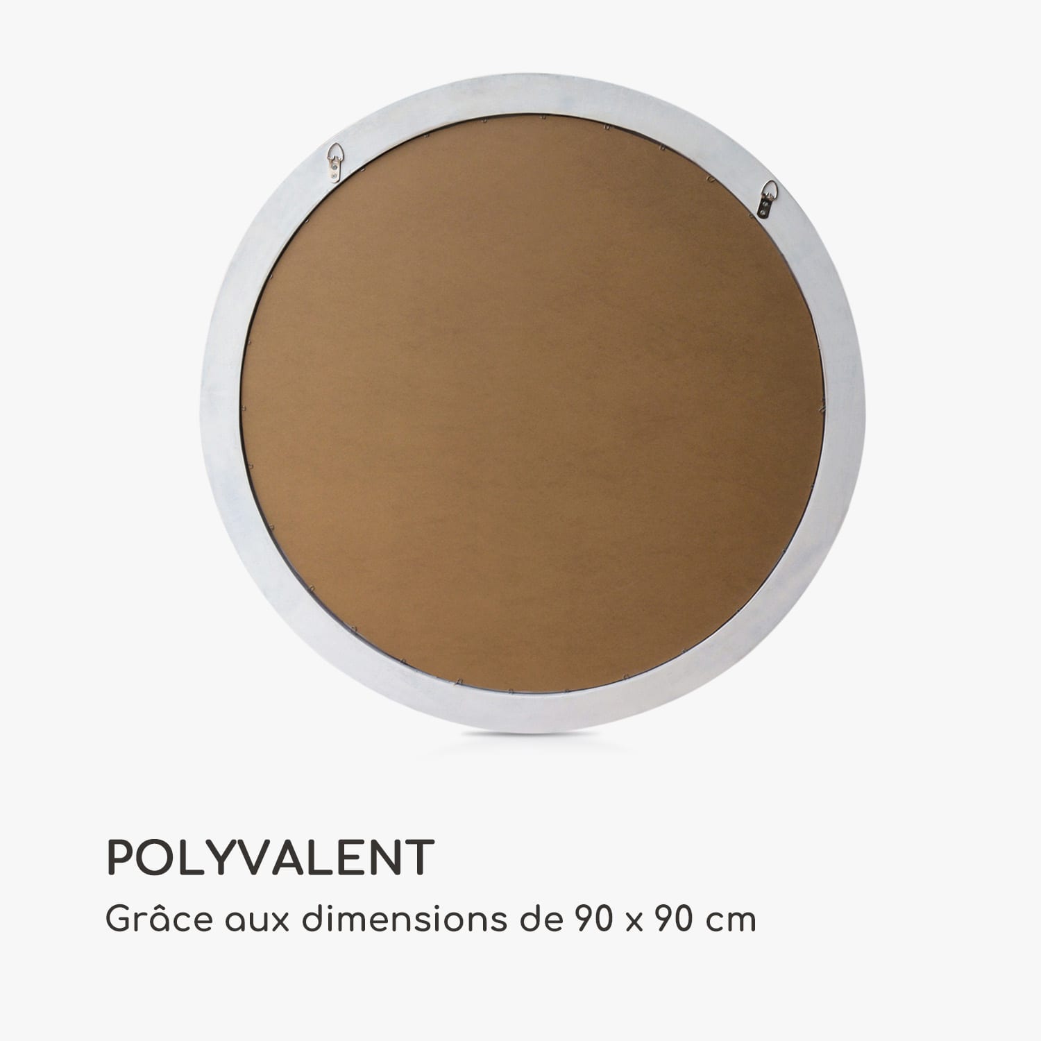 Leeds miroir mural cadre en bois véritable rond Ø 90 cm  