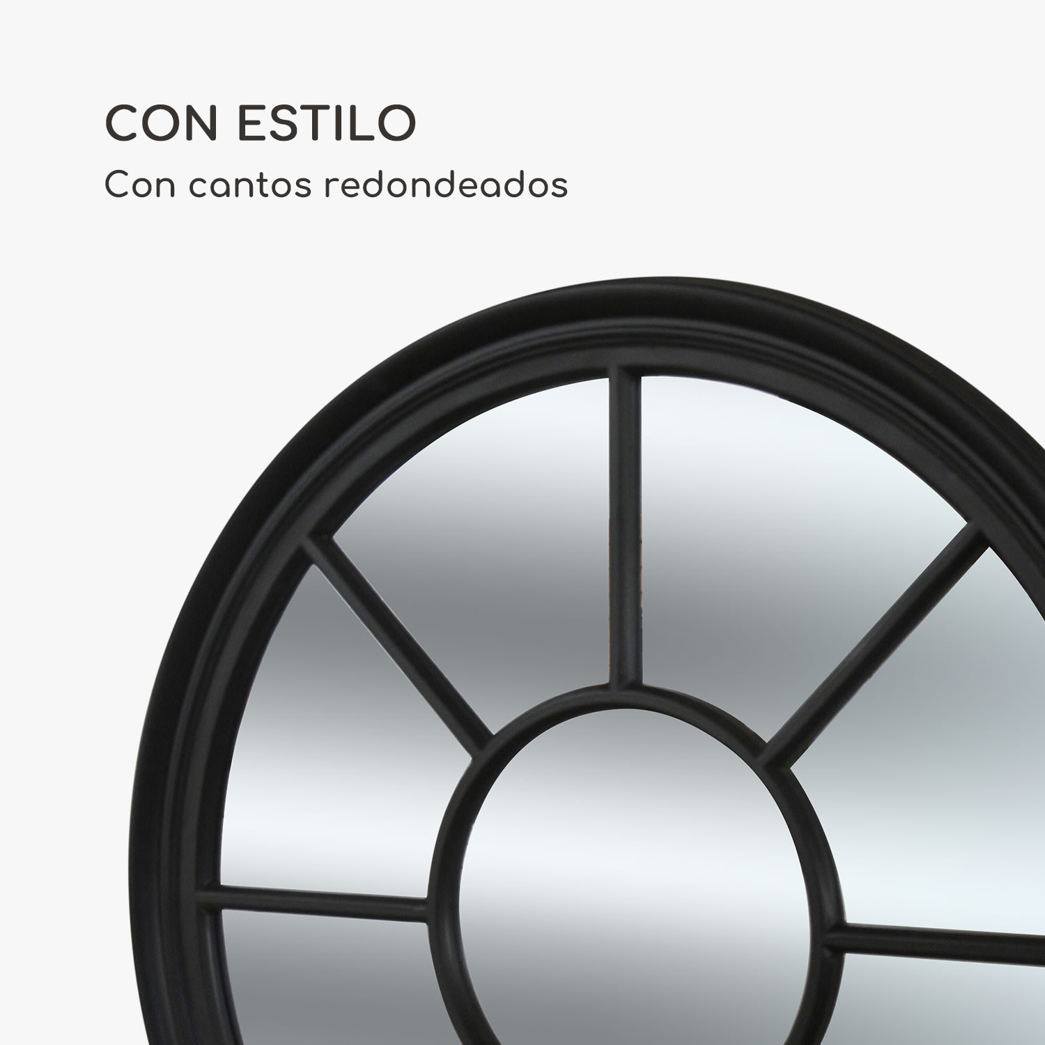 Espejo de pared Leeds Marco de madera auténtica Redondo Ø 90 cm