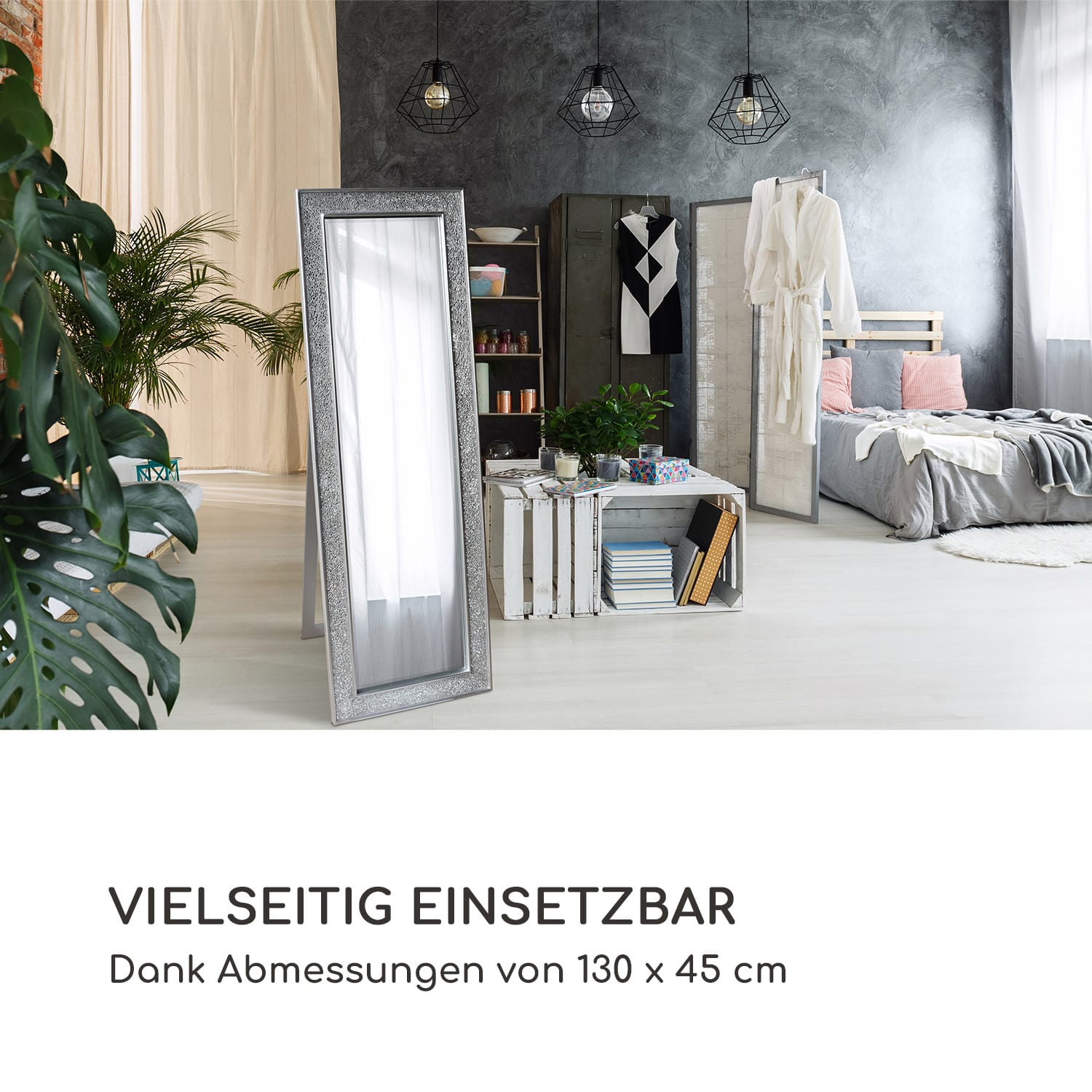 Norwich Spiegel Holzrahmen rechteckig 130 x 45 cm Mosaik-Design 