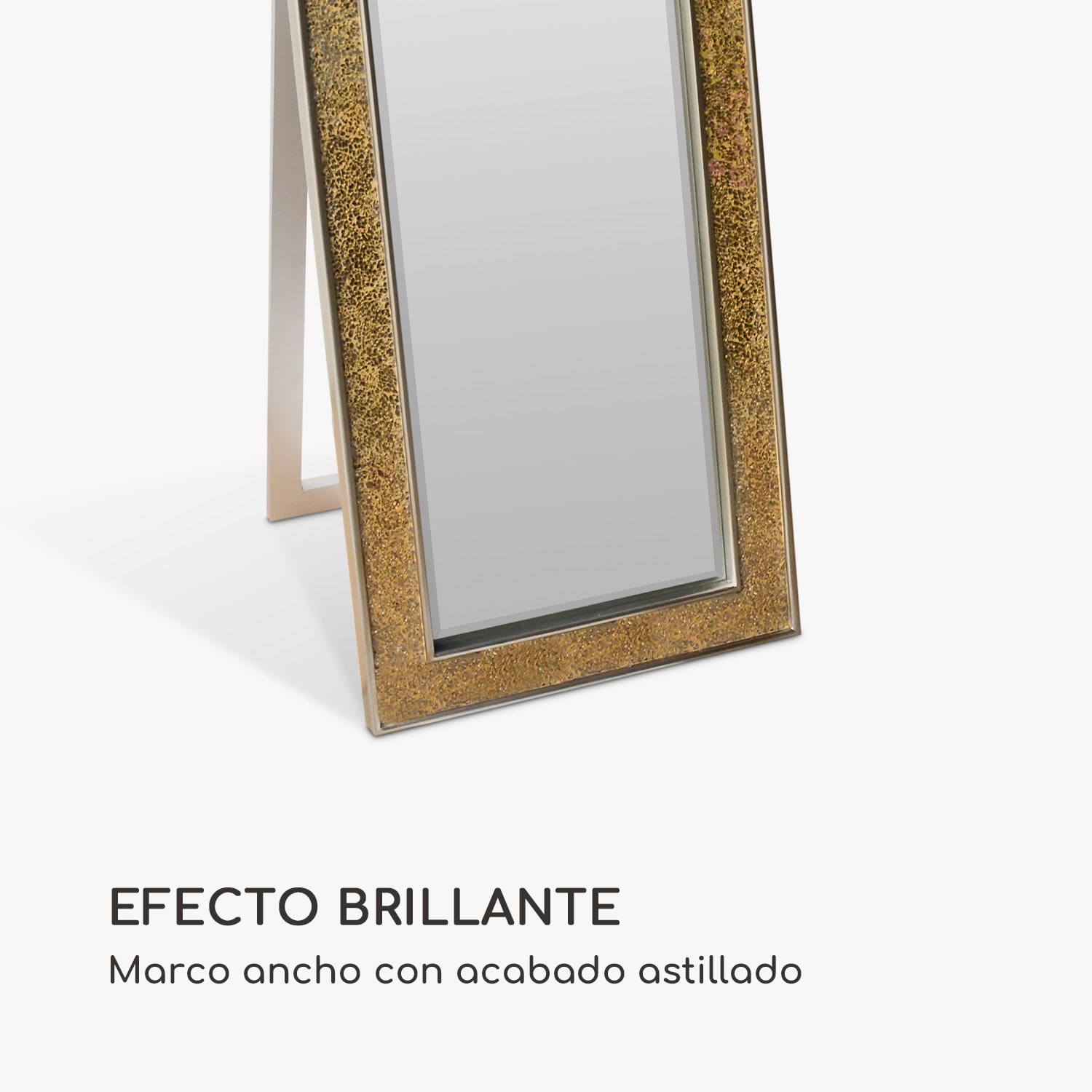 Espejo Norwich Marco de madera Rectangular 130 x 45 cm Diseño de mosaico Oro
