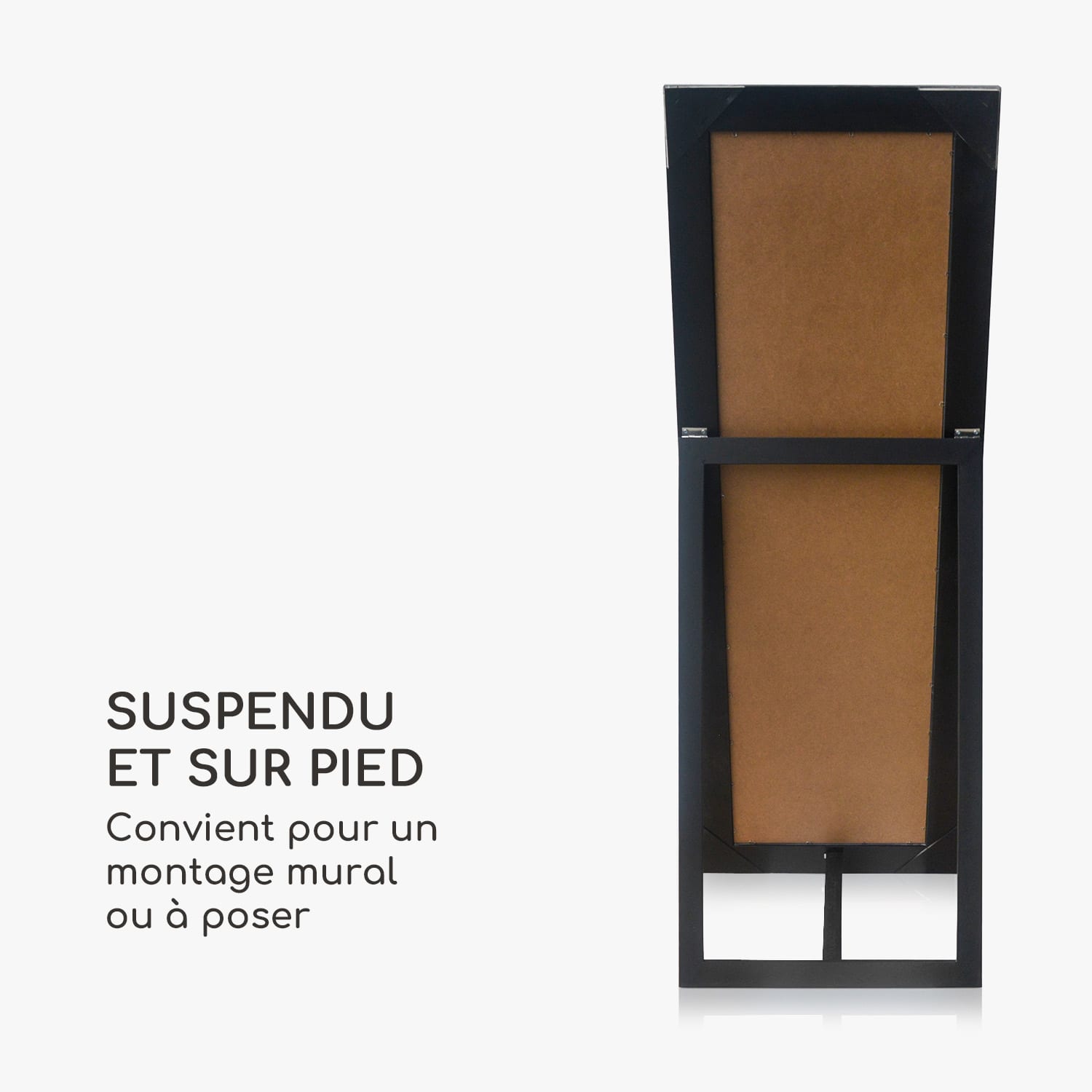 Norwich miroir cadre en bois rectangulaire 130 x 45 cm design mosaïque Noir