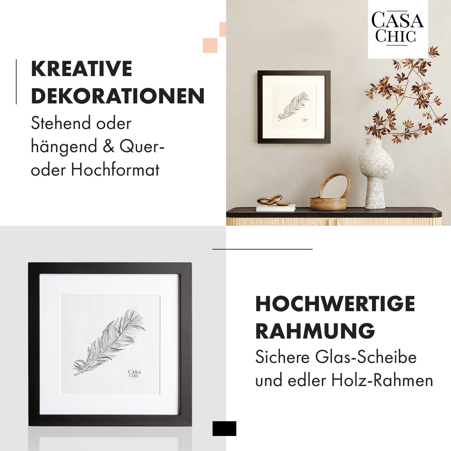 Cannon Bilderrahmen quadratisch 24,4 x 24,4 cm Fotos Passepartout Echtholz  