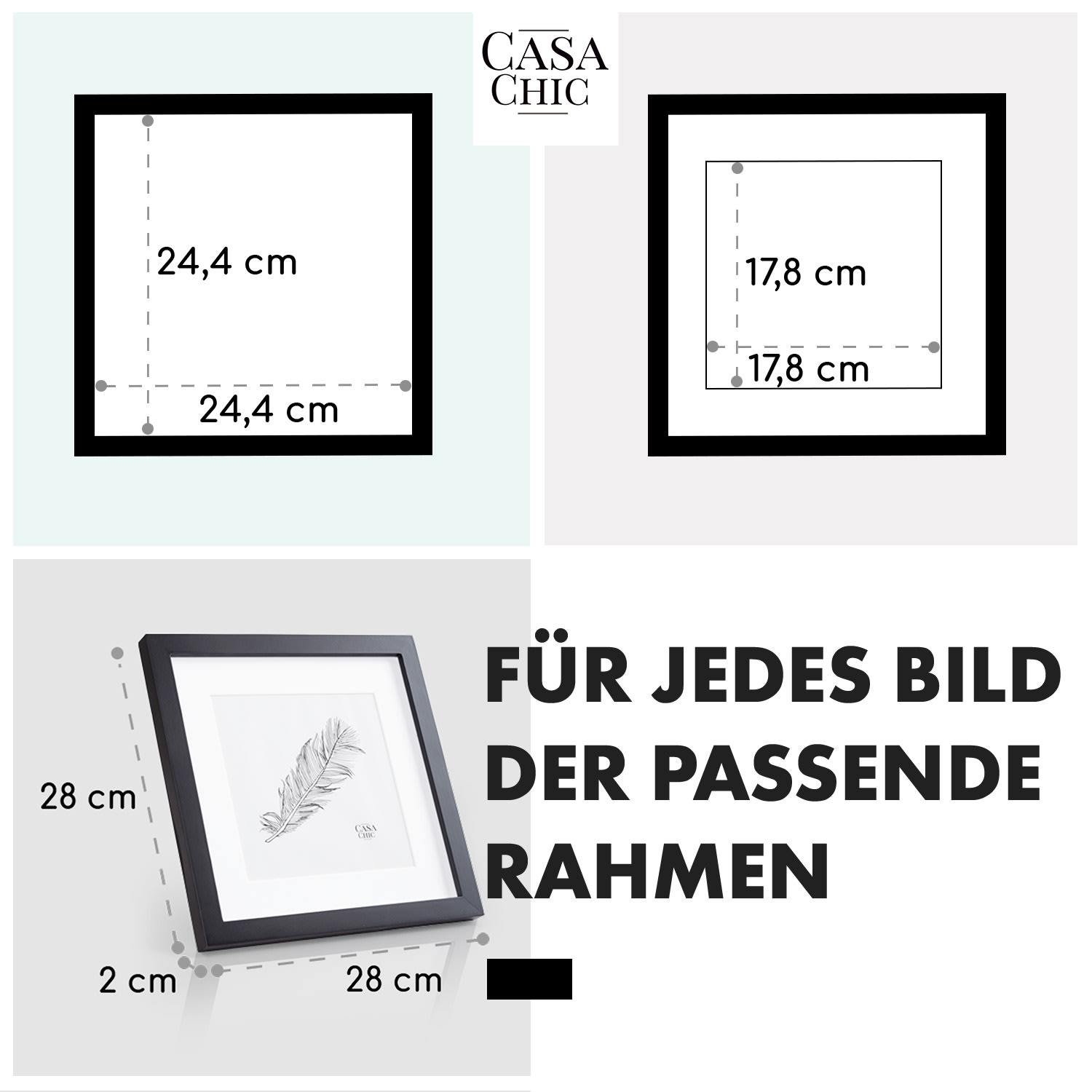 Cannon Bilderrahmen quadratisch 24,4 x 24,4 cm Fotos Passepartout Echtholz