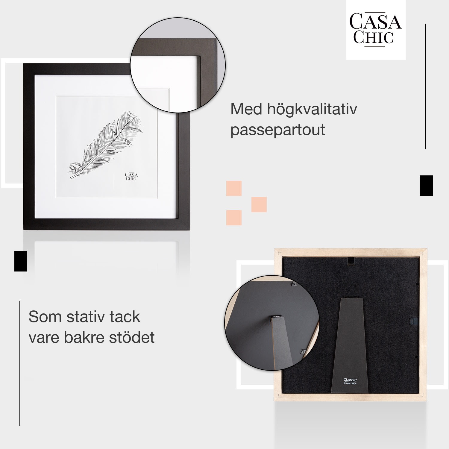 Cannon fotoram fyrkantig 24,4 x 24,4 cm passepartout riktigt trä  