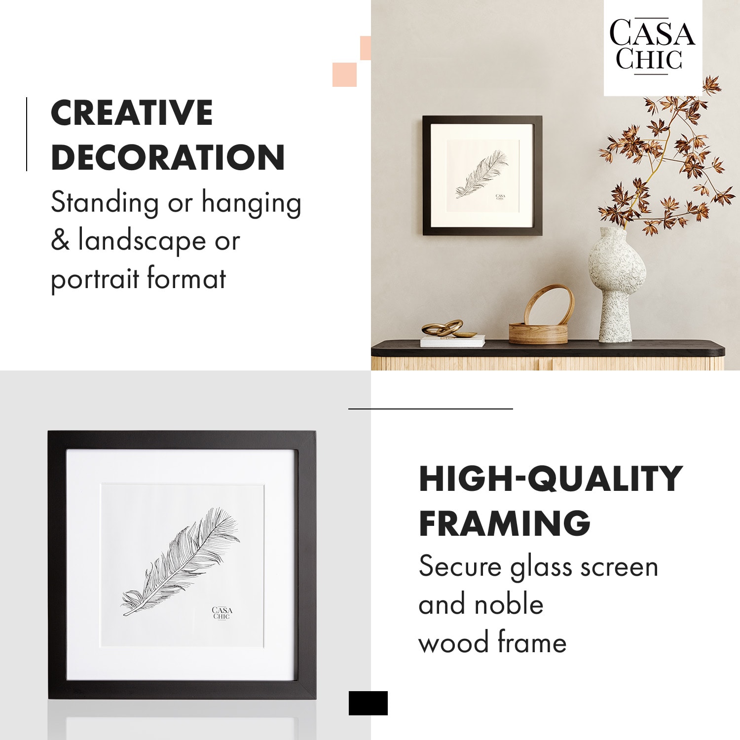 Cannon, rám na obrázky, štvorcový, fotky 24,4 x 24,4 cm, pasparta, pravé drevo  