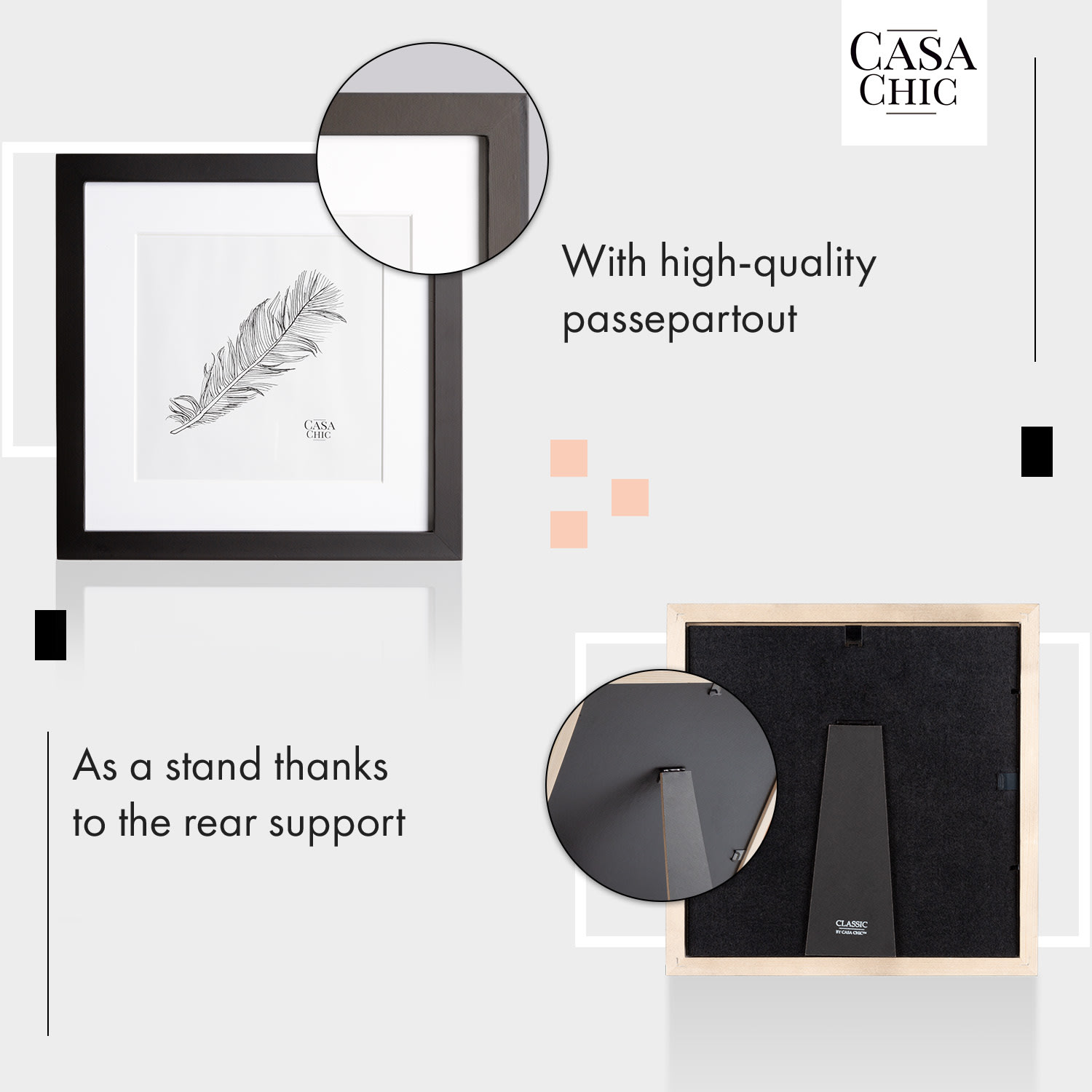 Cannon, rám na obrázky, štvorcový, fotky 24,4 x 24,4 cm, pasparta, pravé drevo  