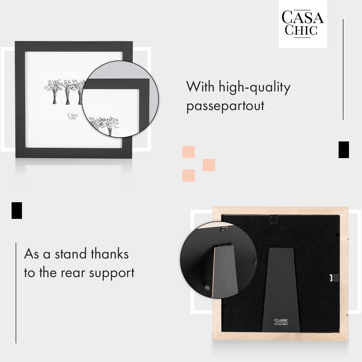 Cannon, рамка за картини, квадратна, снимки 20 x 20 cm, паспарту, истинско дърво  