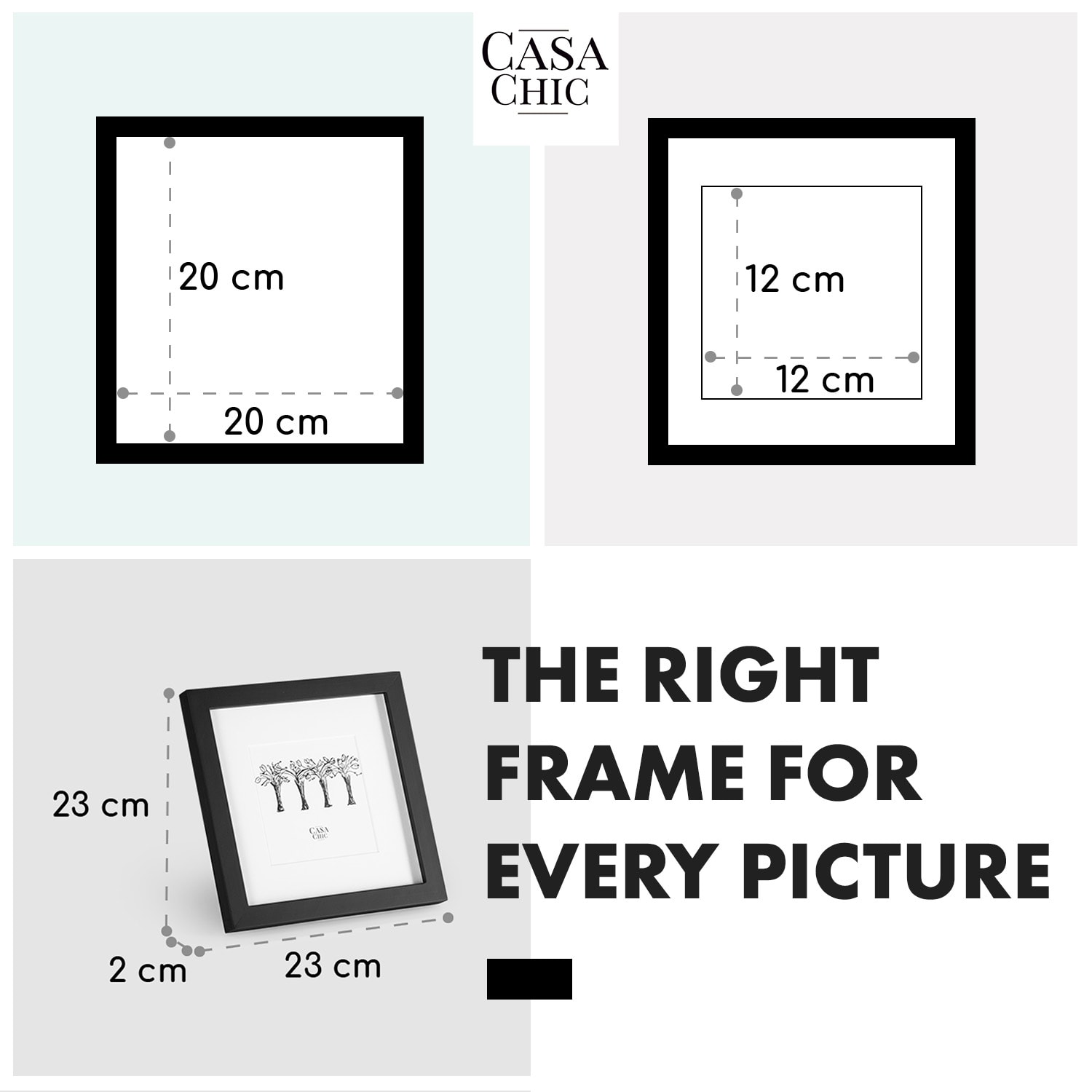 Cannon, рамка за картини, квадратна, снимки 20 x 20 cm, паспарту, истинско дърво  