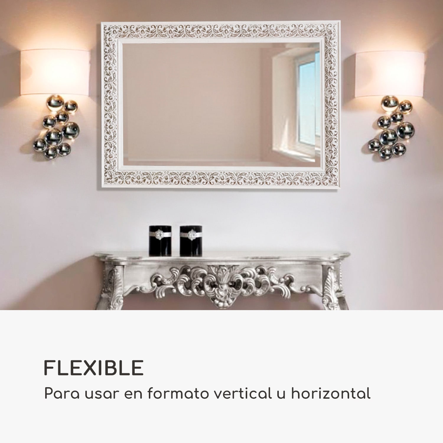 Espejo de pared Stratford Marco de madera Rectangular 90 x 60 cm Vintage