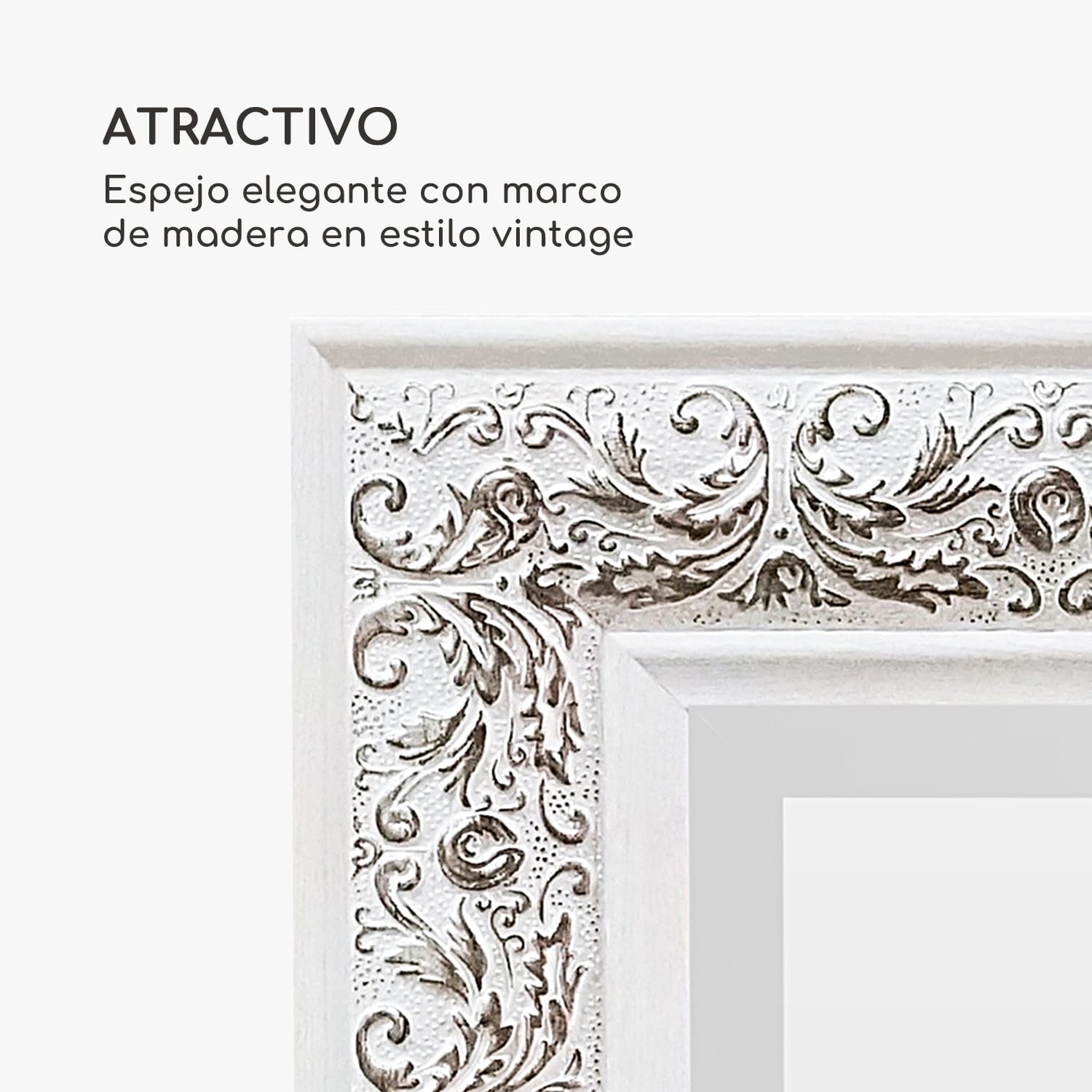 Espejo de pared Stratford Marco de madera Rectangular 90 x 60 cm Vintage