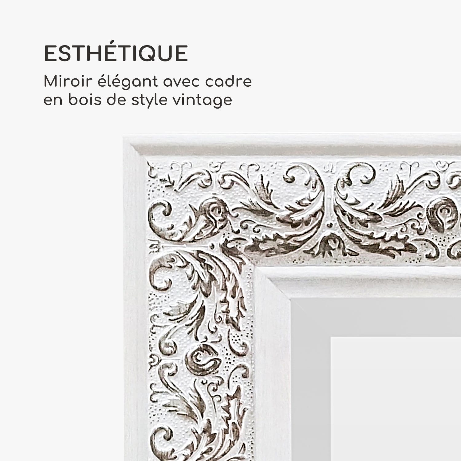 Stratford miroir mural cadre en bois rectangulaire 90 x 60 cm vintage 