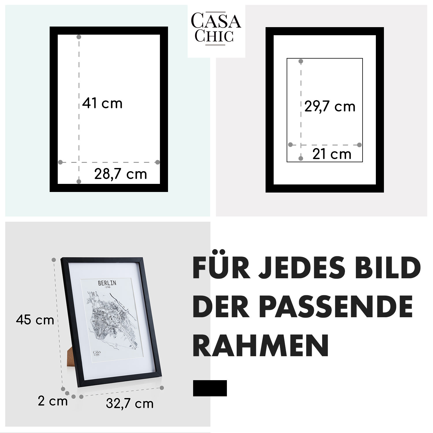 Bristol Bilderrahmen Glasscheibe A3 mit Passepartout A4 Echtholz