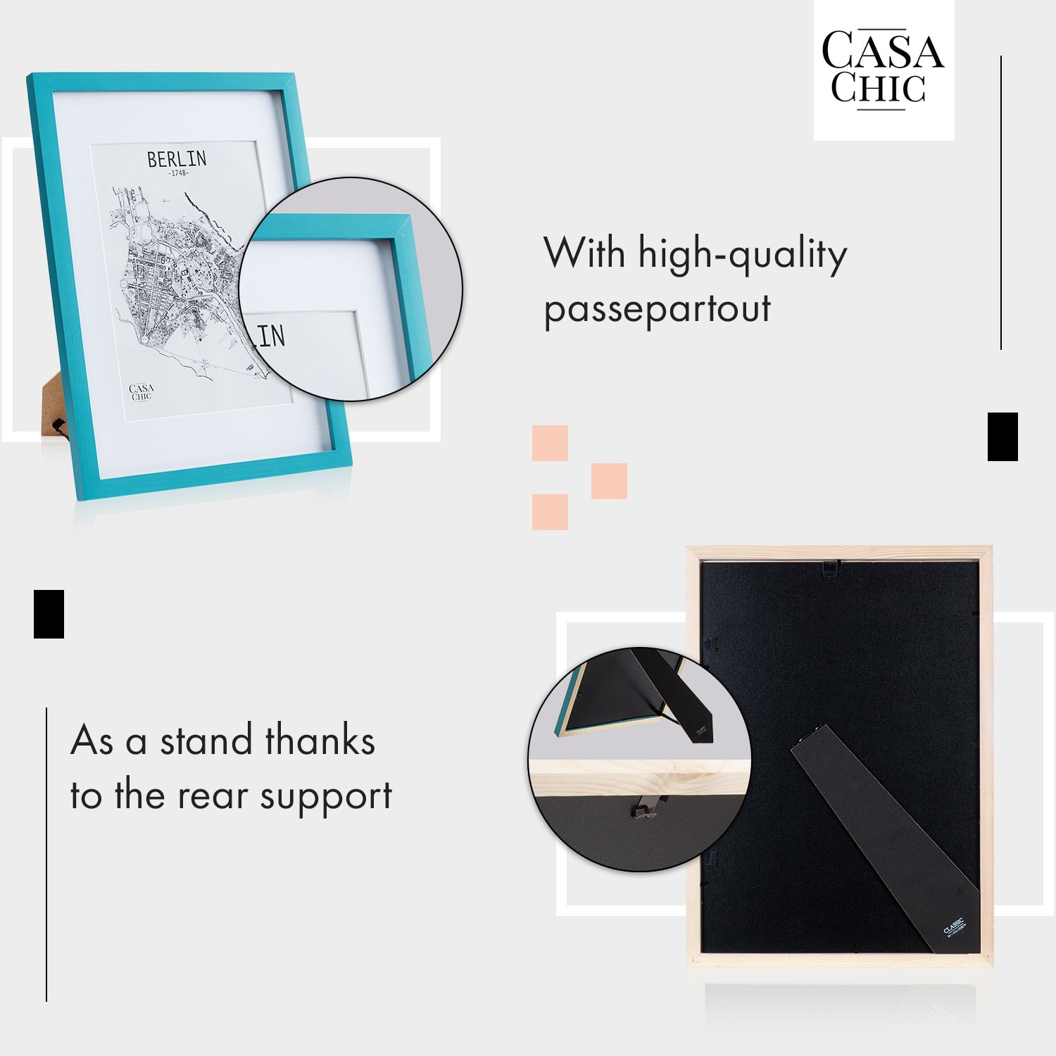 Finsbury fotolijst rechthoekig A3-foto's passe-partout glas Turquoise