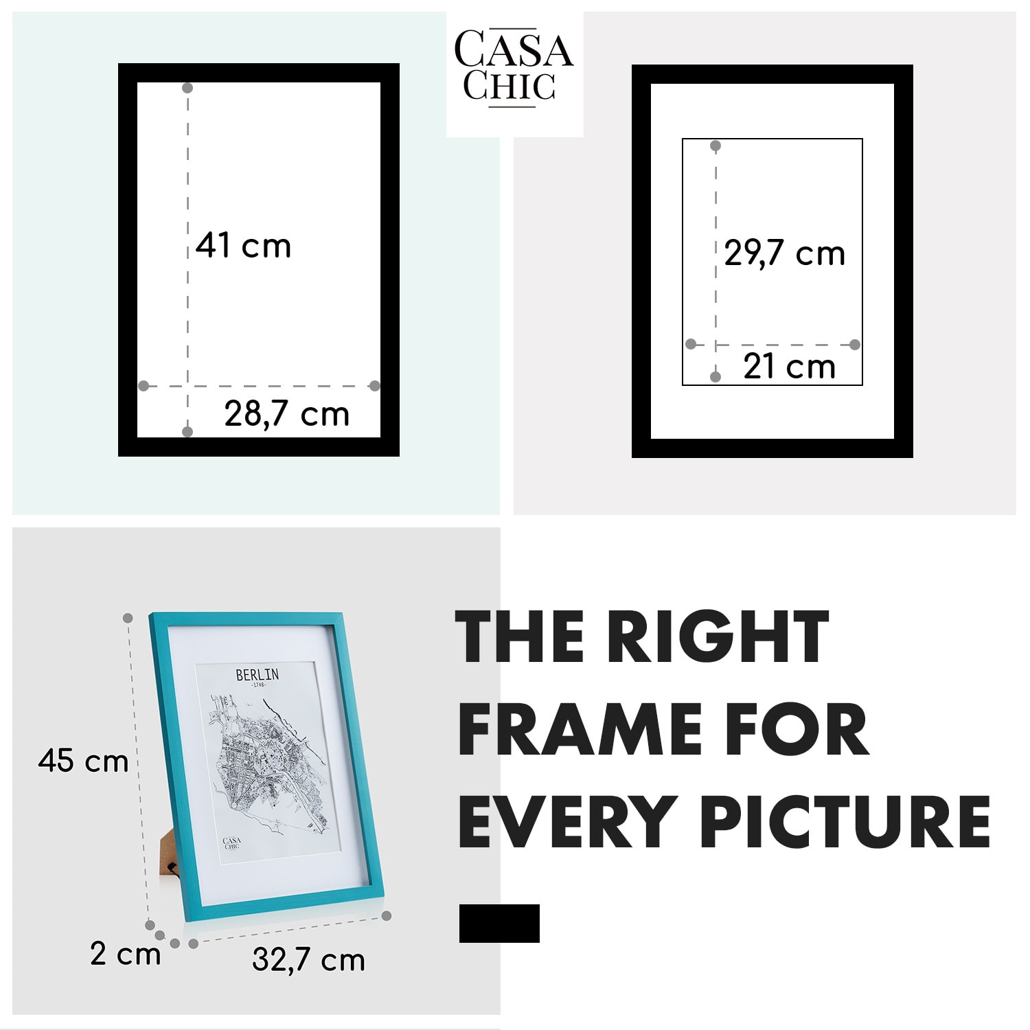 Finsbury fotolijst rechthoekig A3-foto's passe-partout glas Turquoise