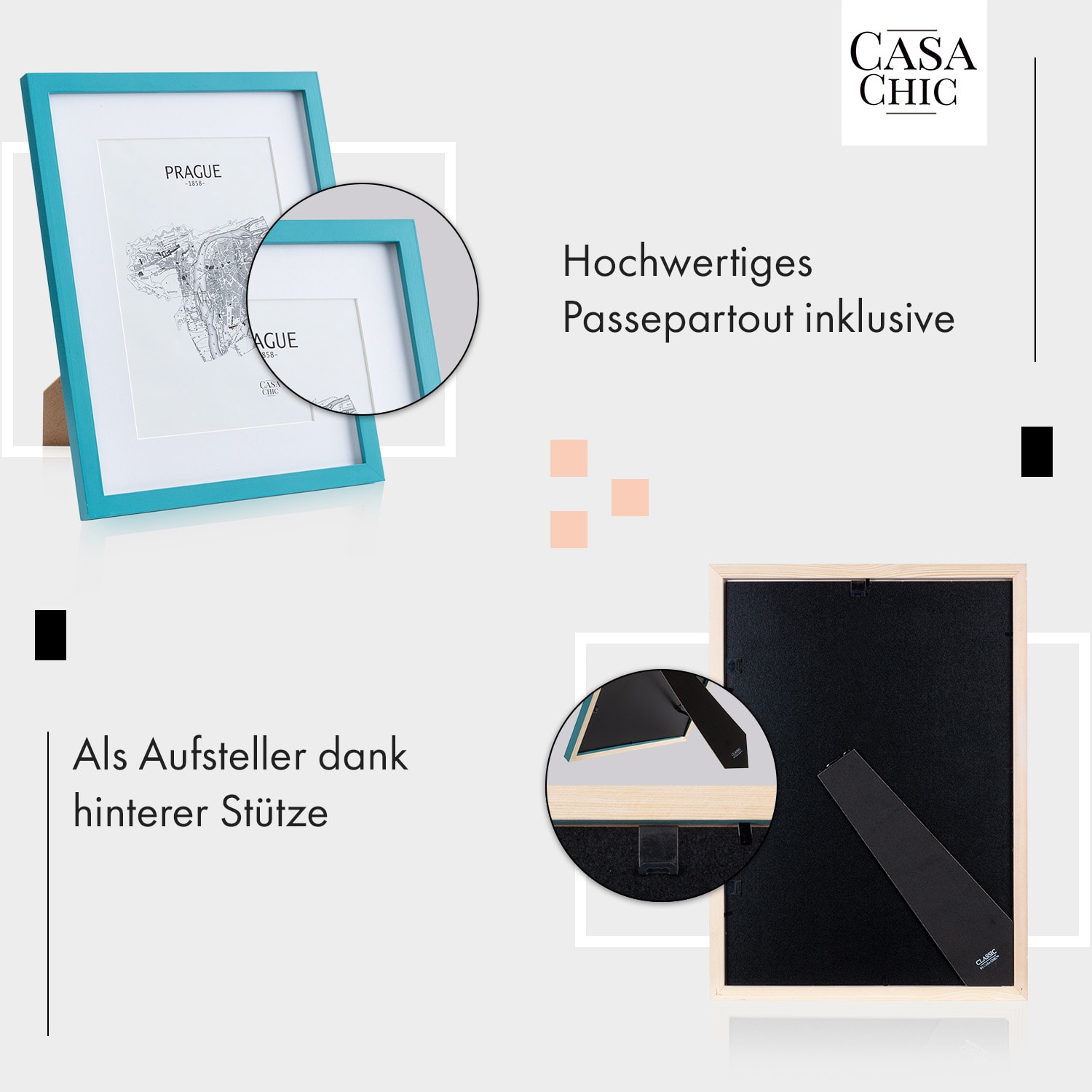 Finsbury Bilderrahmen rechteckig 40 x 30 cm Fotos Passepartout   Glas