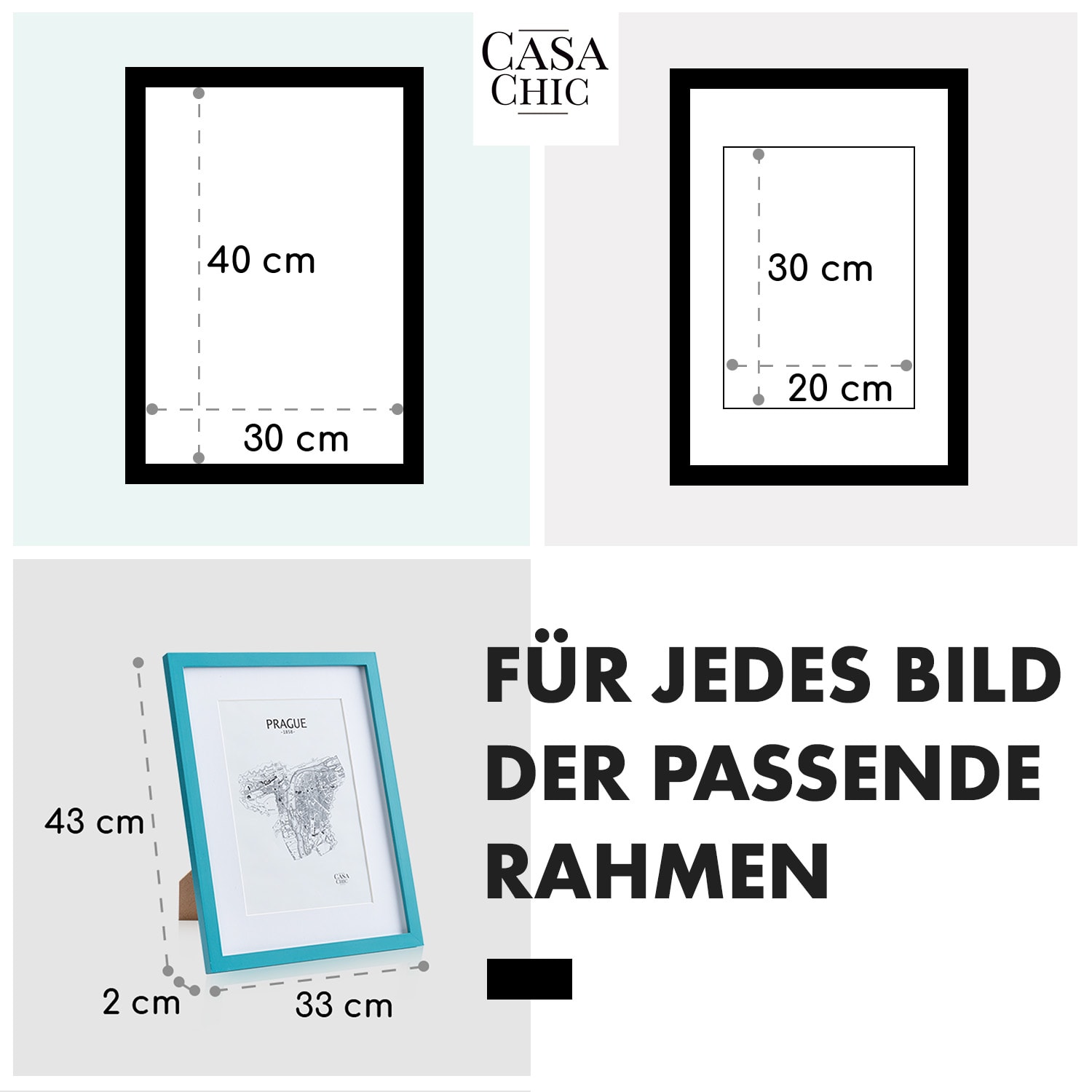 Finsbury Bilderrahmen rechteckig 40 x 30 cm Fotos Passepartout   Glas