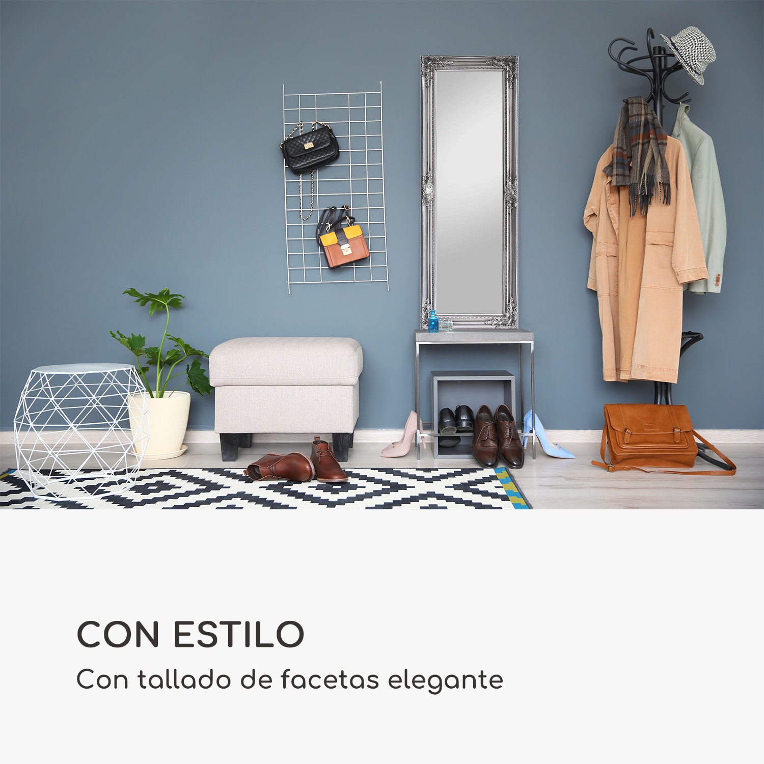 Ashford Espejo cuerpo entero marco de madera maciza rectangular 130 x 45 cm