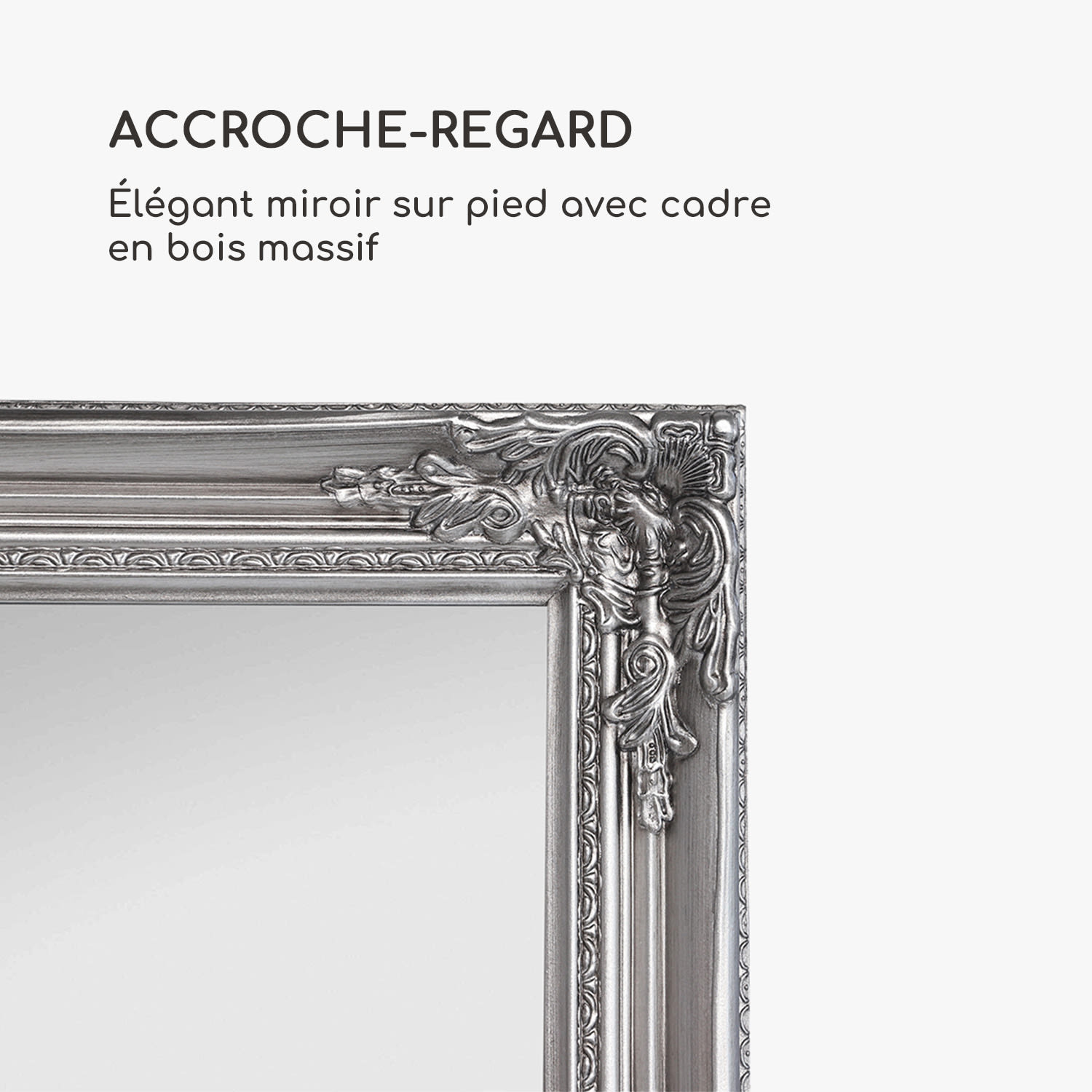 Ashford miroir sur pied cadre en bois massif rectangulaire 130 x 45 cm  