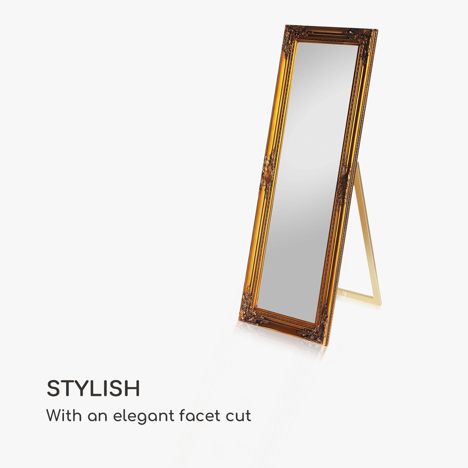 Ashford, ogledalo sa postoljem, masivni drveni okvir, pravokutni, 130 x 45 cm